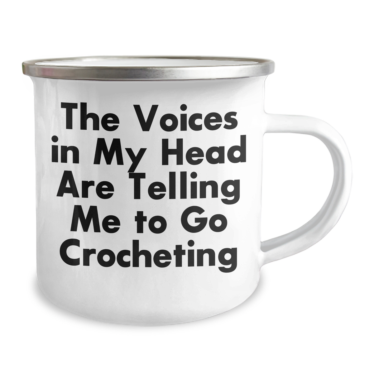 Funny Crocheting Gifts for Men, 'The Voices In My Head Are Telling Me To Go Crocheting' Camping Mug, Unique Father's Day Unique Gift for Crocheting Enthusiasts, Gifts from Family - Image 2