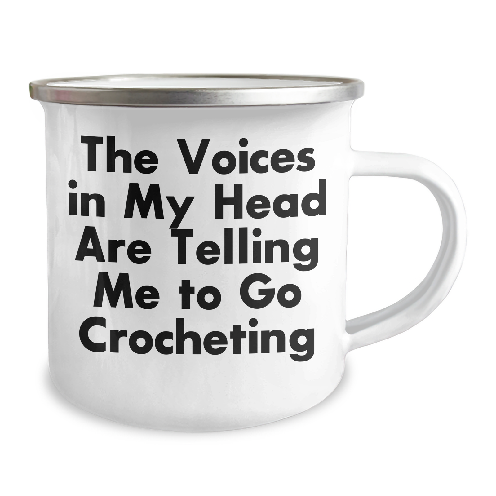 Funny Crocheting Gifts for Men, 'The Voices In My Head Are Telling Me To Go Crocheting' Camping Mug, Unique Father's Day Unique Gift for Crocheting Enthusiasts, Gifts from Family - Image 2