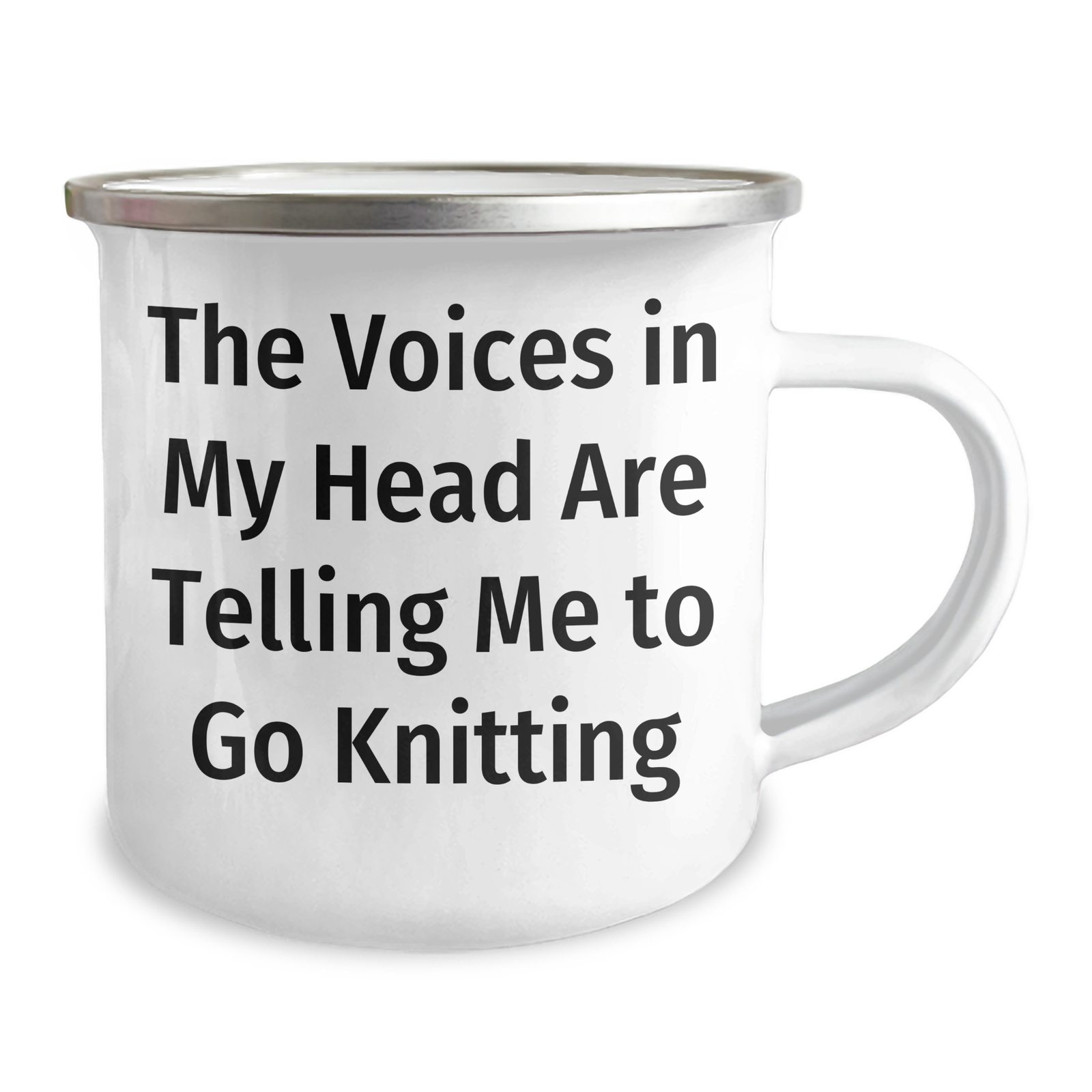 Funny Knitting Gifts for Men, Unique Camping Mug with Quote 'The Voices In My Head Are Telling Me To Go Knitting', Father's Day Unique Gifts from Family - Image 2