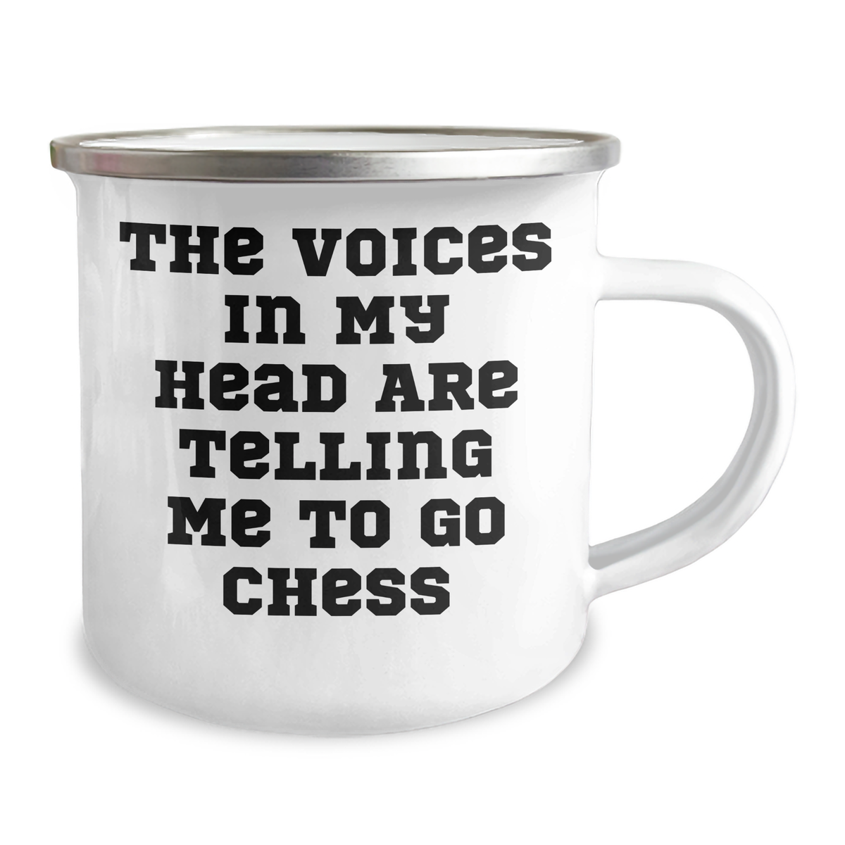 Funny Chess Camping Mug, Gifts from Friends to Chess Loving Men on Father's Day, 'The Voices In My Head Are Telling Me To Go Chess' - Unique Chess Gifts for Dad - Image 2