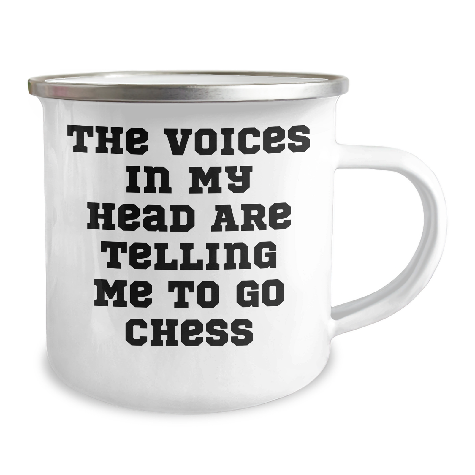 Funny Chess Camping Mug, Gifts from Friends to Chess Loving Men on Father's Day, 'The Voices In My Head Are Telling Me To Go Chess' - Unique Chess Gifts for Dad - Image 2