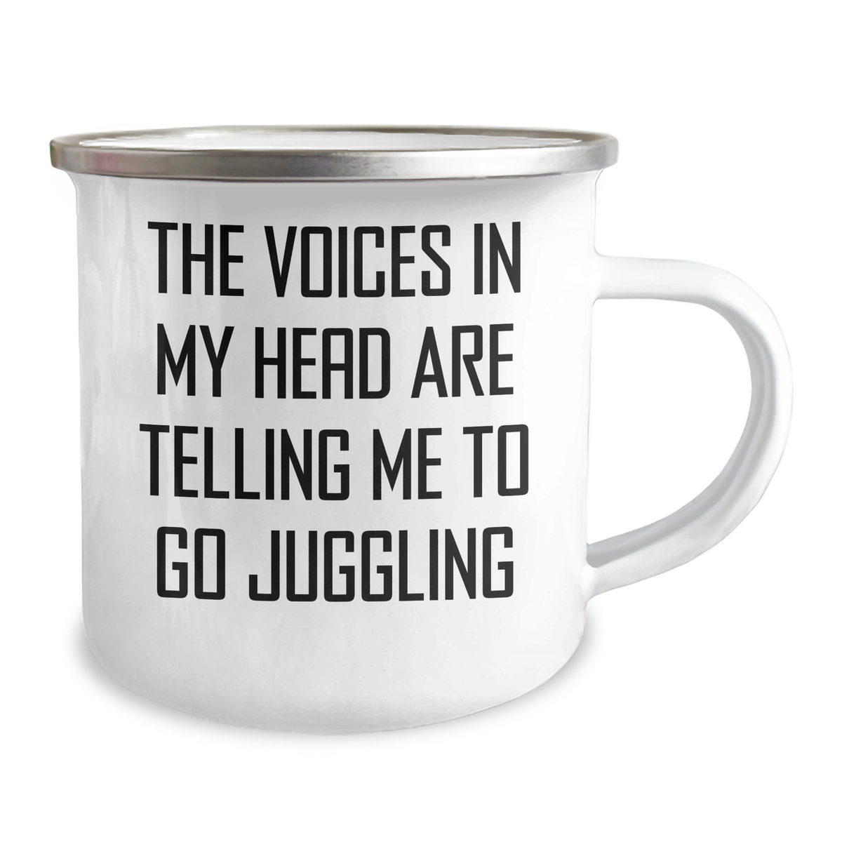 Funny Juggling Gifts for Dad's Unique Camping Mug, 'The Voices In My Head Are Telling Me To Go Juggling', Gifts from Men, Gifts for Juggling Enthusiasts - Image 2