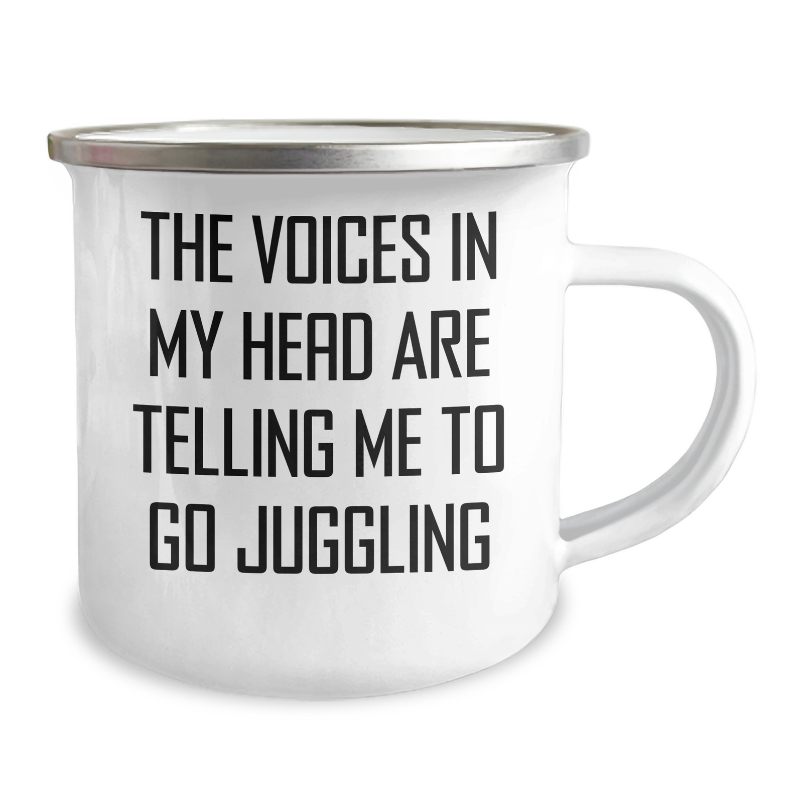 Funny Juggling Gifts for Dad's Unique Camping Mug, 'The Voices In My Head Are Telling Me To Go Juggling', Gifts from Men, Gifts for Juggling Enthusiasts - Image 2