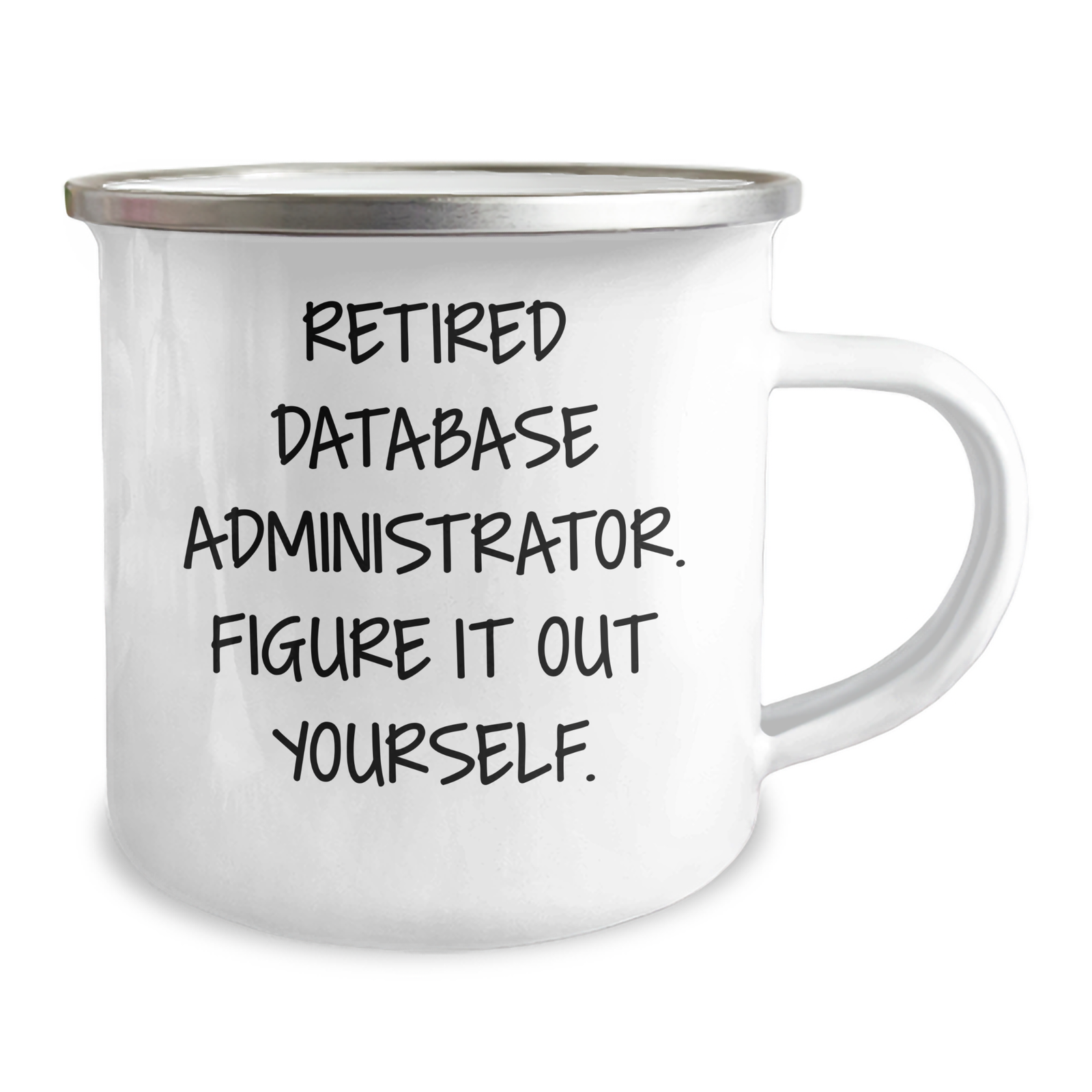 Database Administrator Gifts, Funny Quote, Camping Mug - 'Figure It Out Yourself.' - Gifts from Men for Father's Day, Unique and Humorous - Image 2