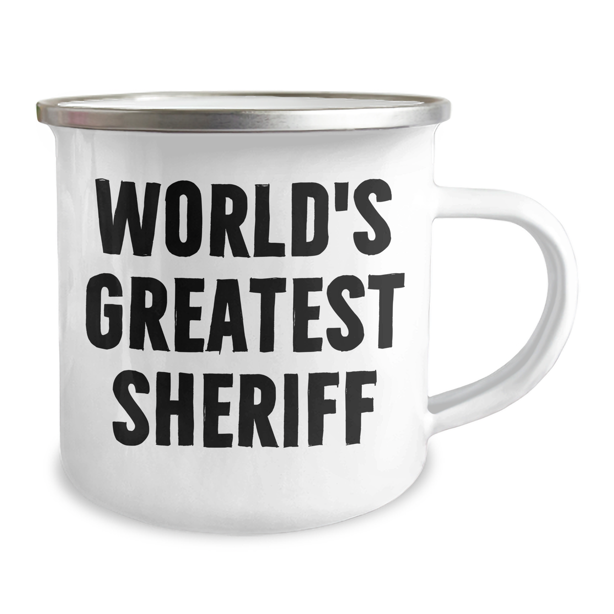 Funny Sheriff Gifts for Mom on Mother's Day - 'World's Greatest Sheriff' Camping Mug, 12 oz Stainless Steel, Enamel Finish - Image 2
