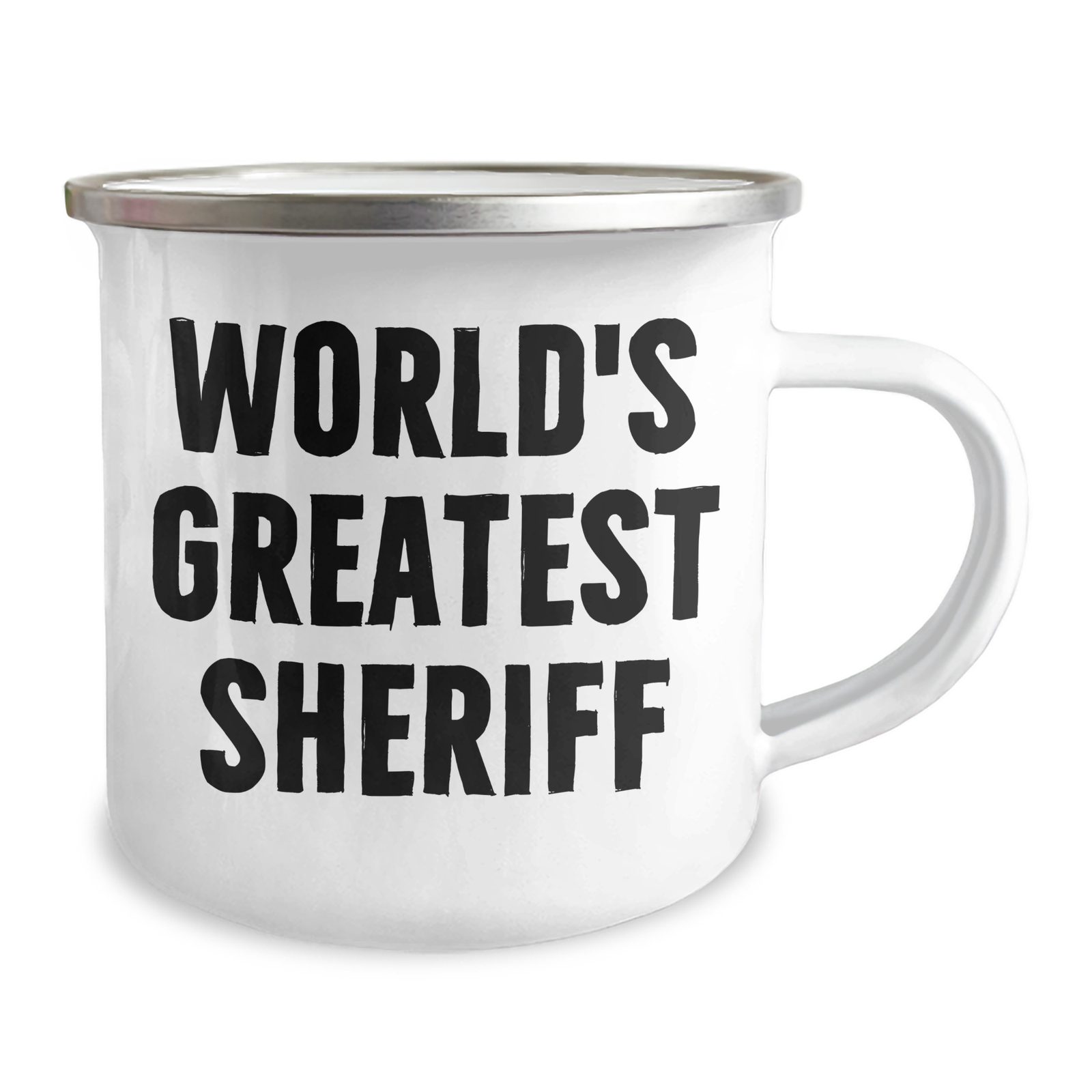 Funny Sheriff Gifts for Mom on Mother's Day - 'World's Greatest Sheriff' Camping Mug, 12 oz Stainless Steel, Enamel Finish - Image 2