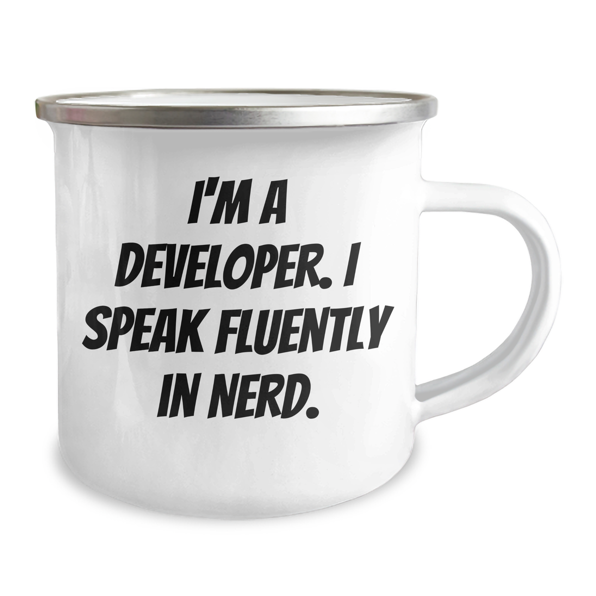 Funny Developer Gifts: 'I'm A Developer. I Speak Fluently In genius.' Camping Mug, Father's Day Unique Gifts from Men, Perfect for Coworkers, Friends, Family - Image 2