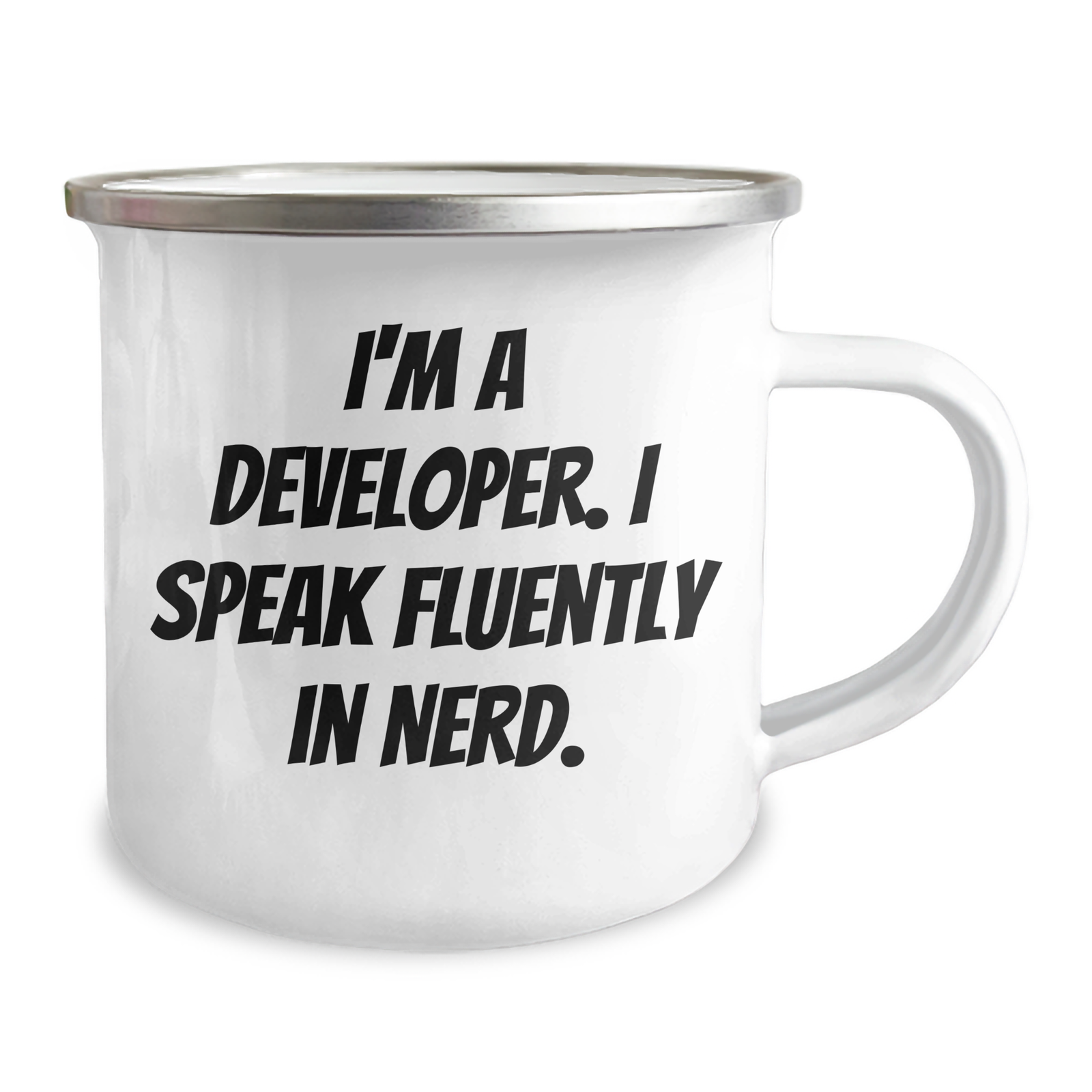 Funny Developer Gifts: 'I'm A Developer. I Speak Fluently In genius.' Camping Mug, Father's Day Unique Gifts from Men, Perfect for Coworkers, Friends, Family - Image 2