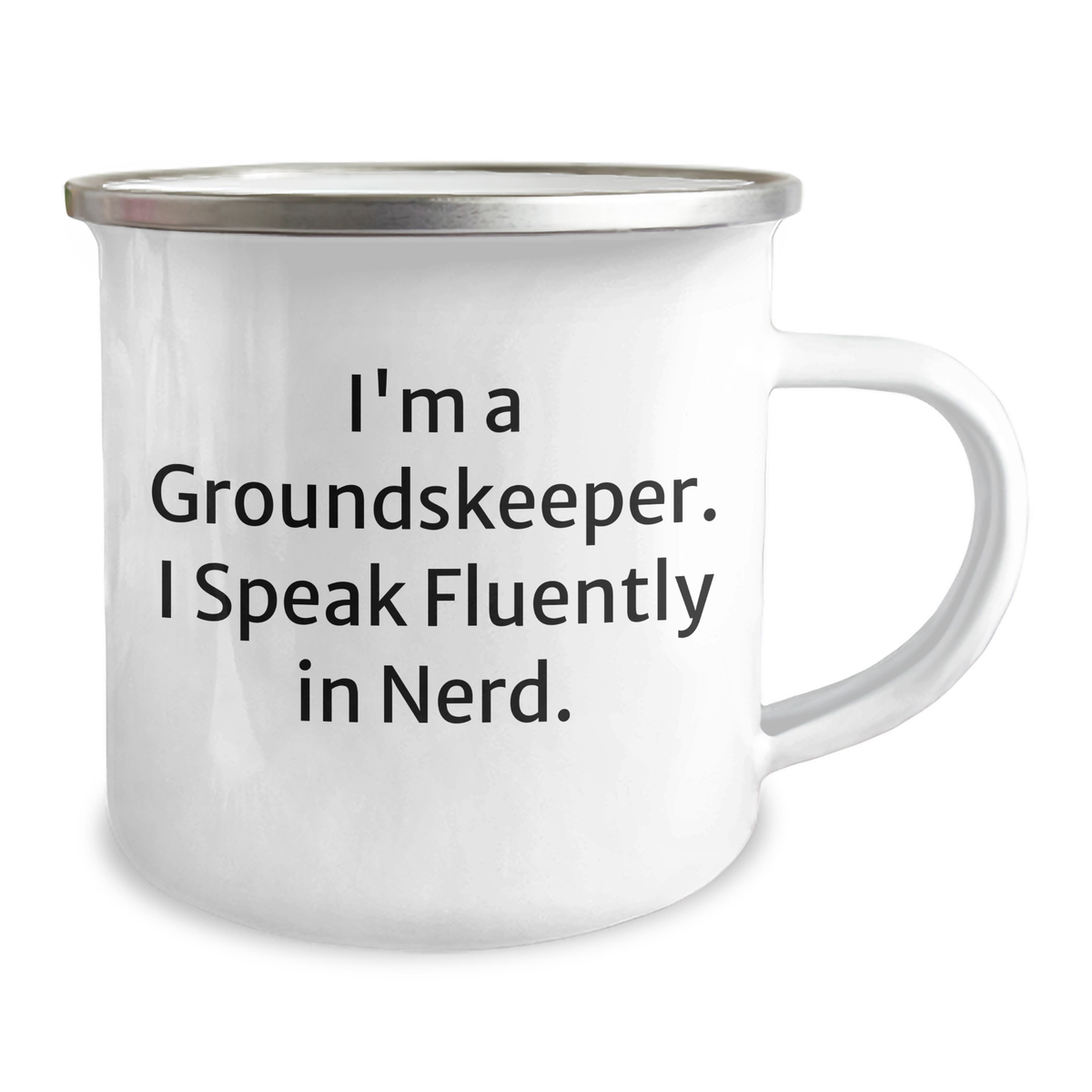 Funny groundskeeper Gifts from Men for groundskeeper on Father's Day - I'm A groundskeeper. I Speak Fluently In genius. Camping Mug - Image 2