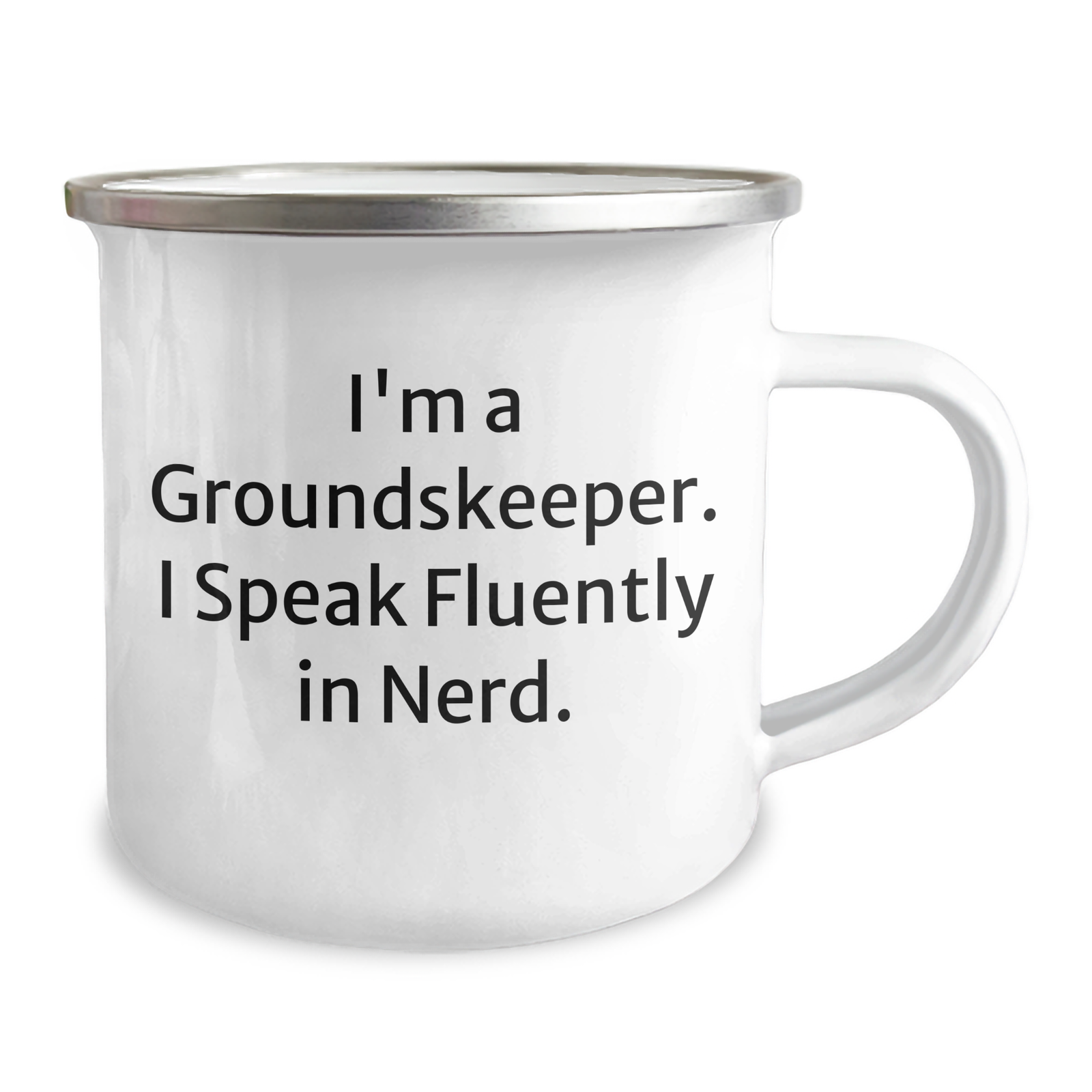 Funny groundskeeper Gifts from Men for groundskeeper on Father's Day - I'm A groundskeeper. I Speak Fluently In genius. Camping Mug - Image 2