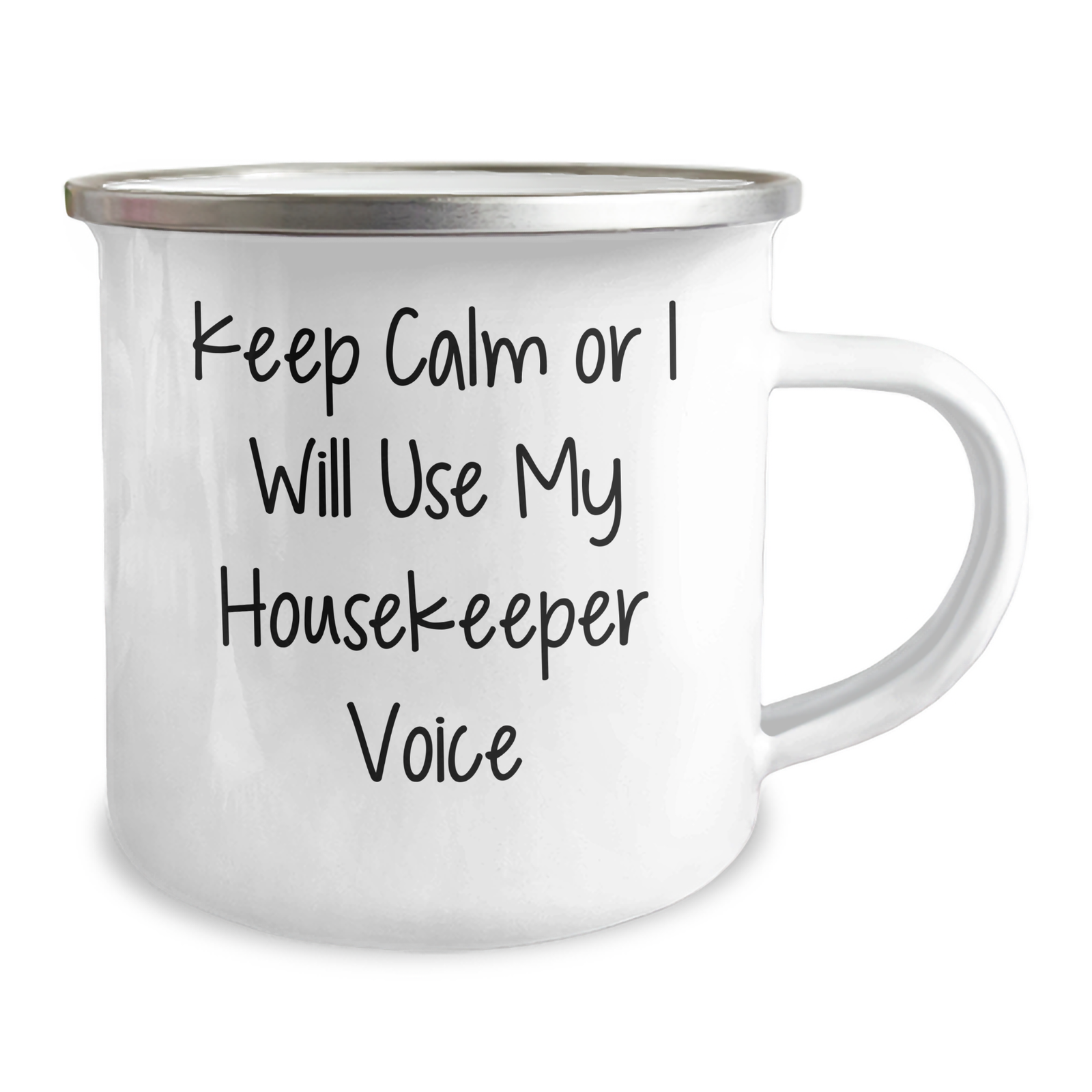 Funny Housekeeper Gifts, Camping Mug for Housekeeper, 'Keep Calm Or I Will Use My Housekeeper Voice' Quote, Gifts from Men to Housekeepers, Unique Mother's Day Unique Gifts - Image 2