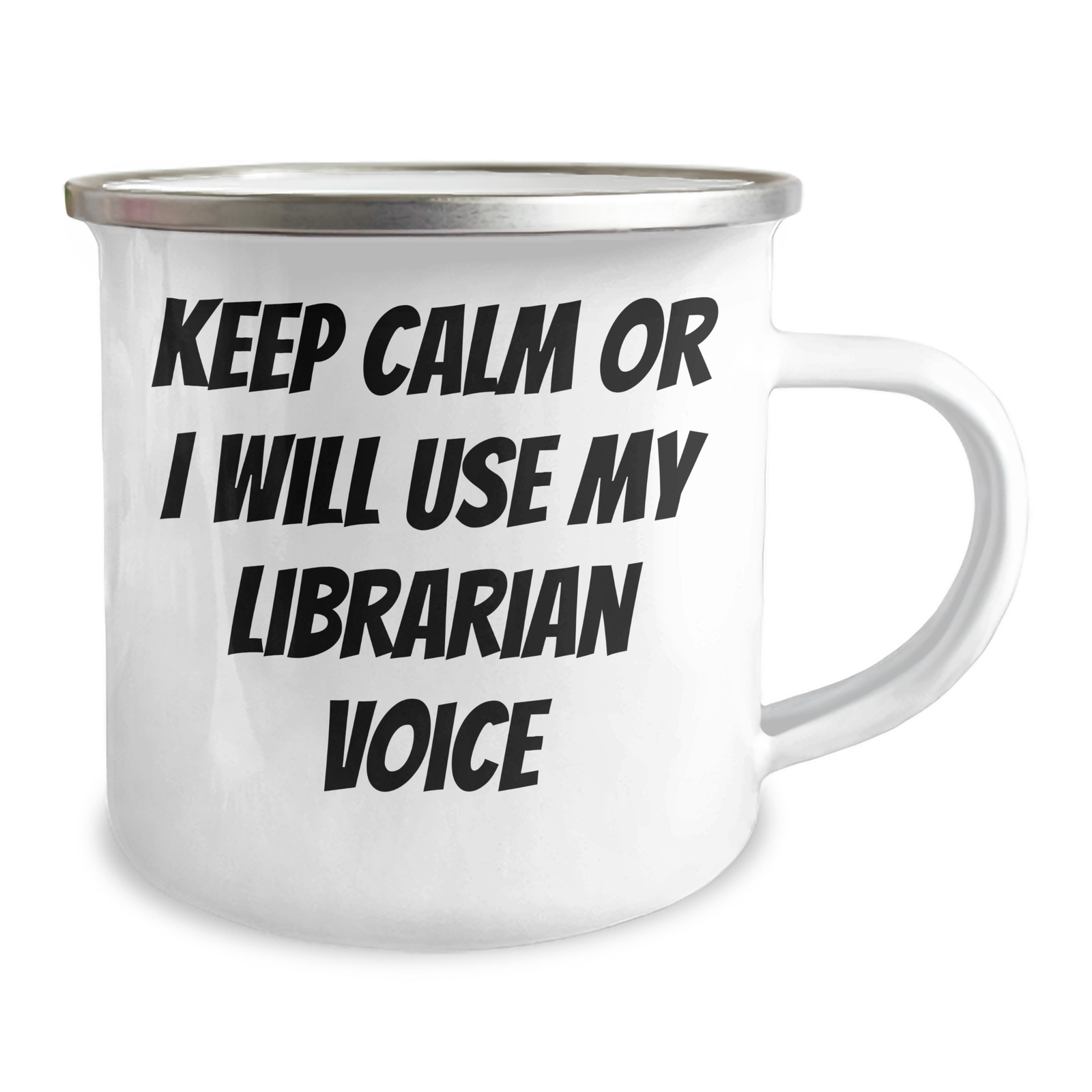 Funny Librarian Gifts, Camping Mugs for Mom's Special Day, 'Keep Calm Or I Will Use My Librarian Voice', Gifts from Family to Librarian, Unique Librarian Mum's Day Gifts - Image 2