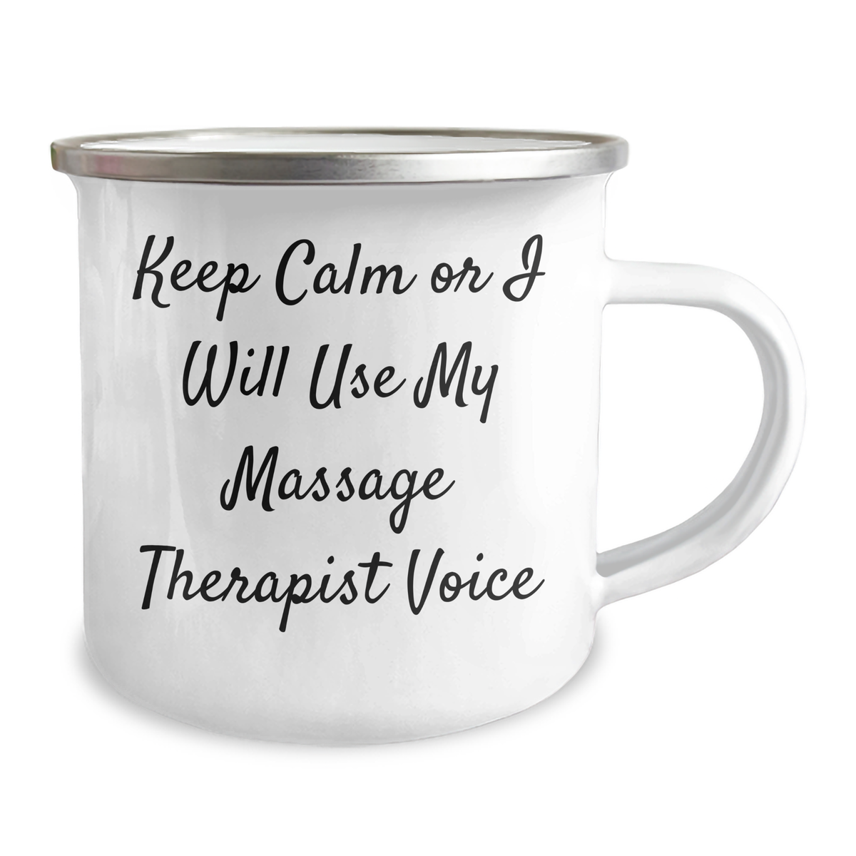 Massage Therapist Gifts, Funny Quote, Camping Mug for Father's Day, 'Keep Calm Or I Will Use My Massage Therapist Voice', Gifts from Family, Massage Therapist Gifts for Him - Image 2