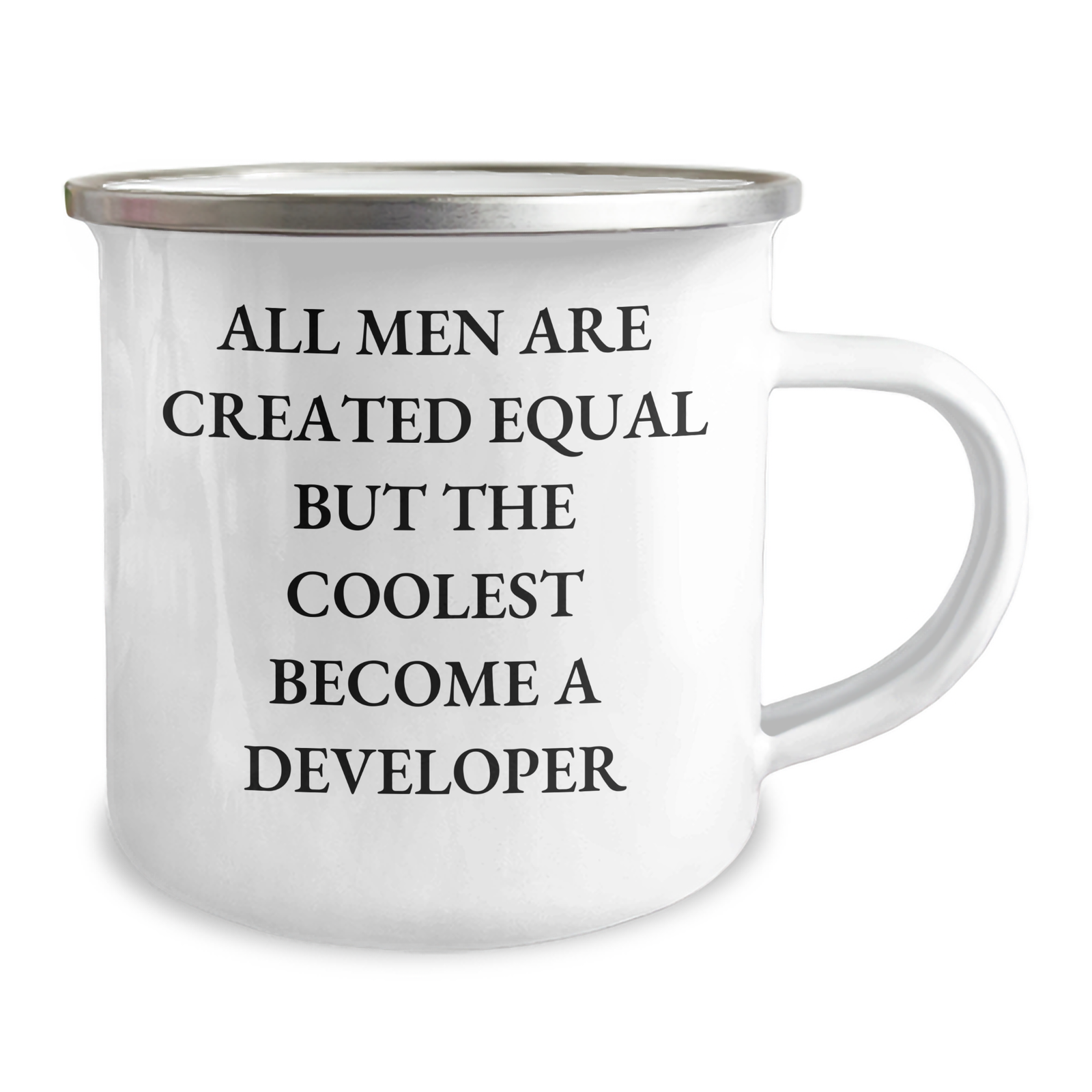 Funny Developer Gifts for Her, Camping Mug with Inspirational Quote All Men Are Created Equal But The Coolest Become A Developer, Gifts from Women to Developer on Mother's Day - Image 2