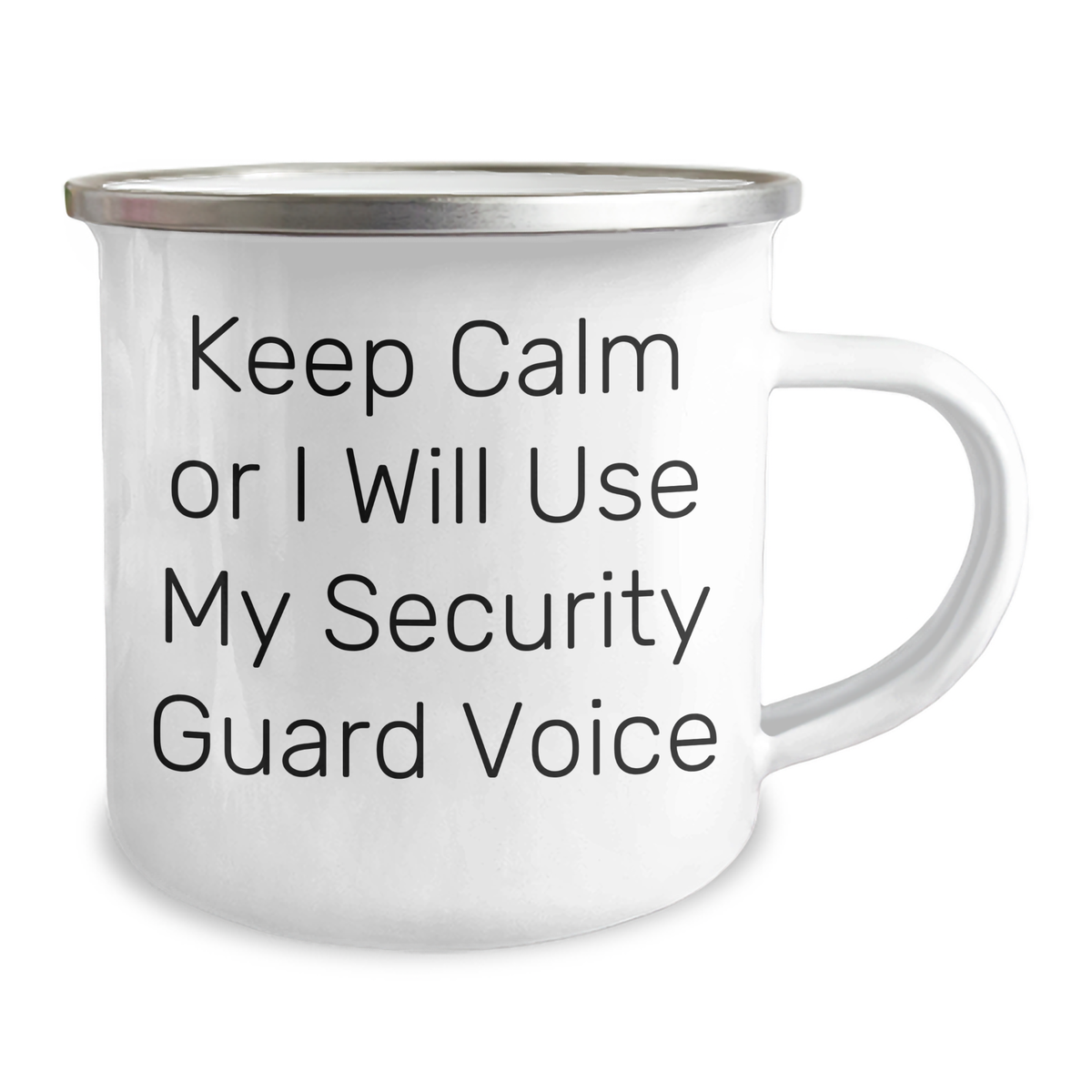 Funny Security Guard Gifts from Friends for Mom - Keep Calm Or I Will Use My Security Guard Voice Camping Mug, 12 oz Stainless Steel with Enamel Finish, Perfect for Mother's Day - Image 2