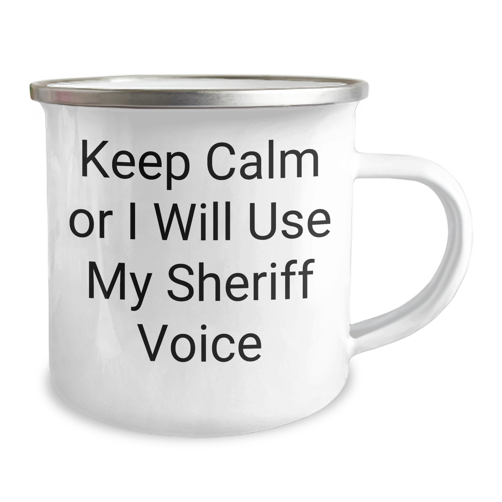 Funny Sheriff Gifts for Mom - Keep Calm Or I Will Use My Sheriff Voice Camping Mug for Mother's Day, 12 oz Stainless Steel with Enamel Finish, Gifts from Mom to Sheriff - Image 2