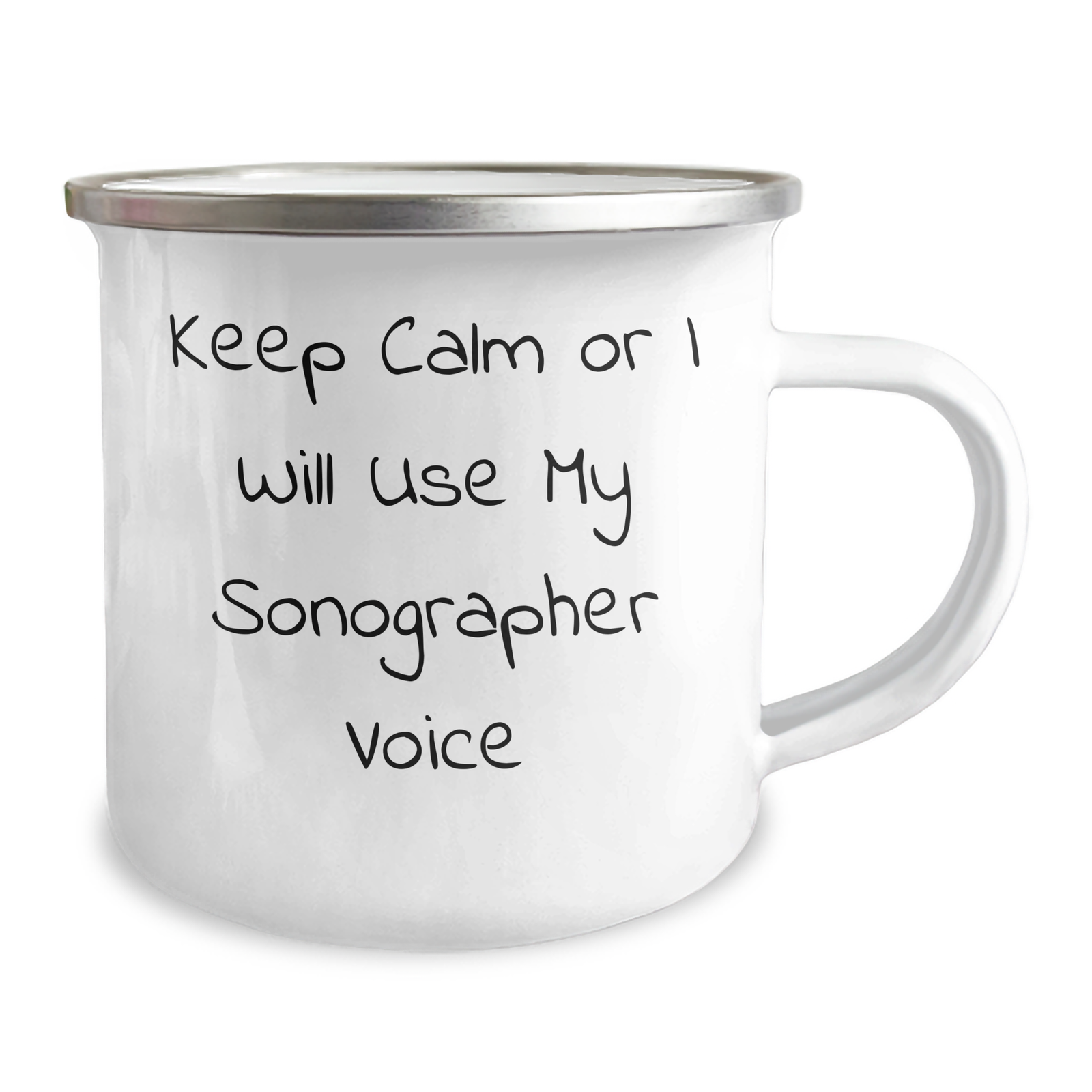 Sonographer Humor Gifts from Friends, 'Keep Calm Or I Will Use My Sonographer Voice' Funny Camping Mug, Father's Day Unique Gifts for Sonographer - Image 2