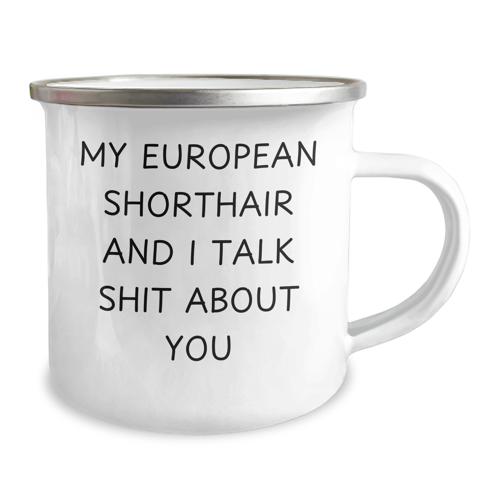 European Shorthair Cat Lover's Camping Mug, Funny Quote Gifts from Men to Friends for Father's Day, 12 oz Stainless Steel - Image 2