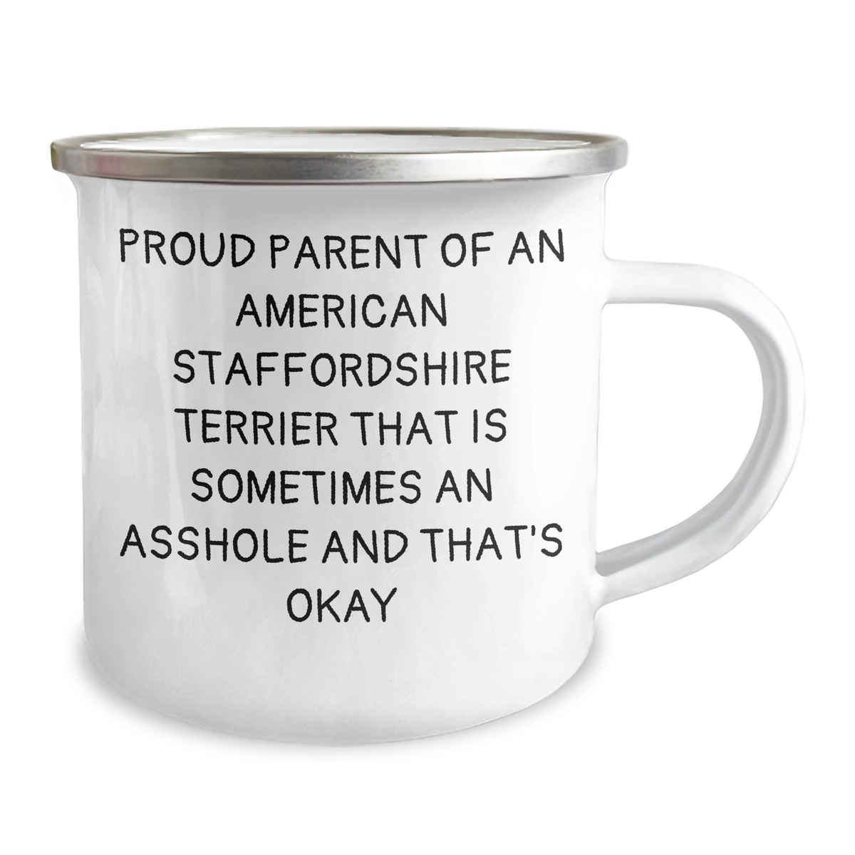 Funny American Staffordshire Terrier Dog Gifts for Mom - 'Proud Parent' Camping Mug, 12 oz Stainless Steel with Enamel Finish, Gifts from Mom to Daughter, Son, Family, or Friend on Mother's Day - Image 2
