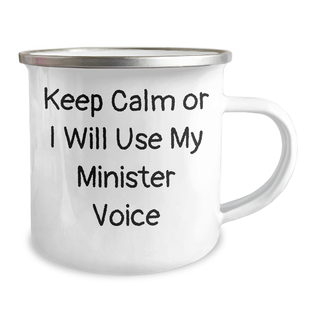 Funny Minister Gifts: 'Keep Calm Or I Will Use My Minister Voice' Camping Mug for Mother's Day, Gifts from Men to Minister Friends - Image 2