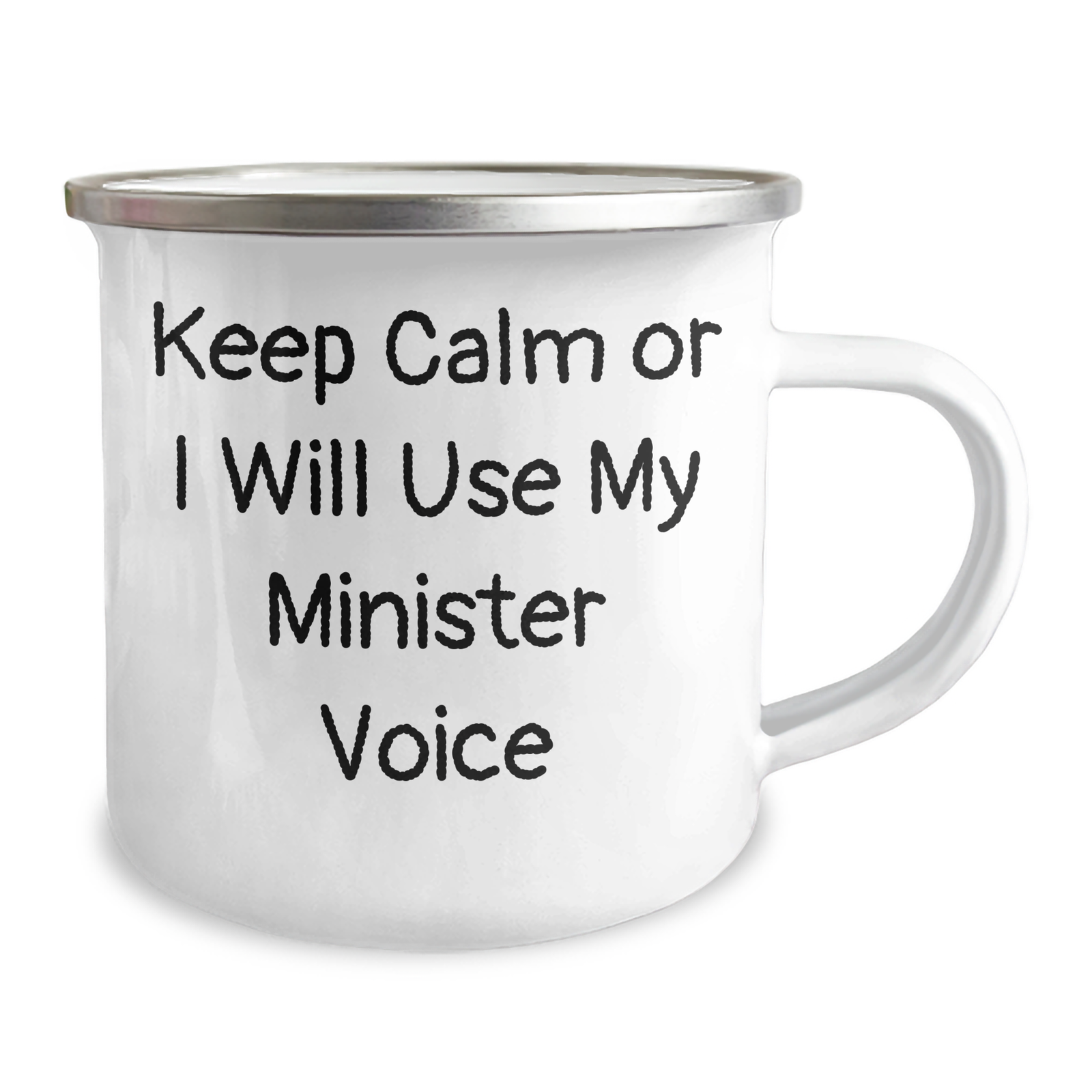 Funny Minister Gifts: 'Keep Calm Or I Will Use My Minister Voice' Camping Mug for Mother's Day, Gifts from Men to Minister Friends - Image 2