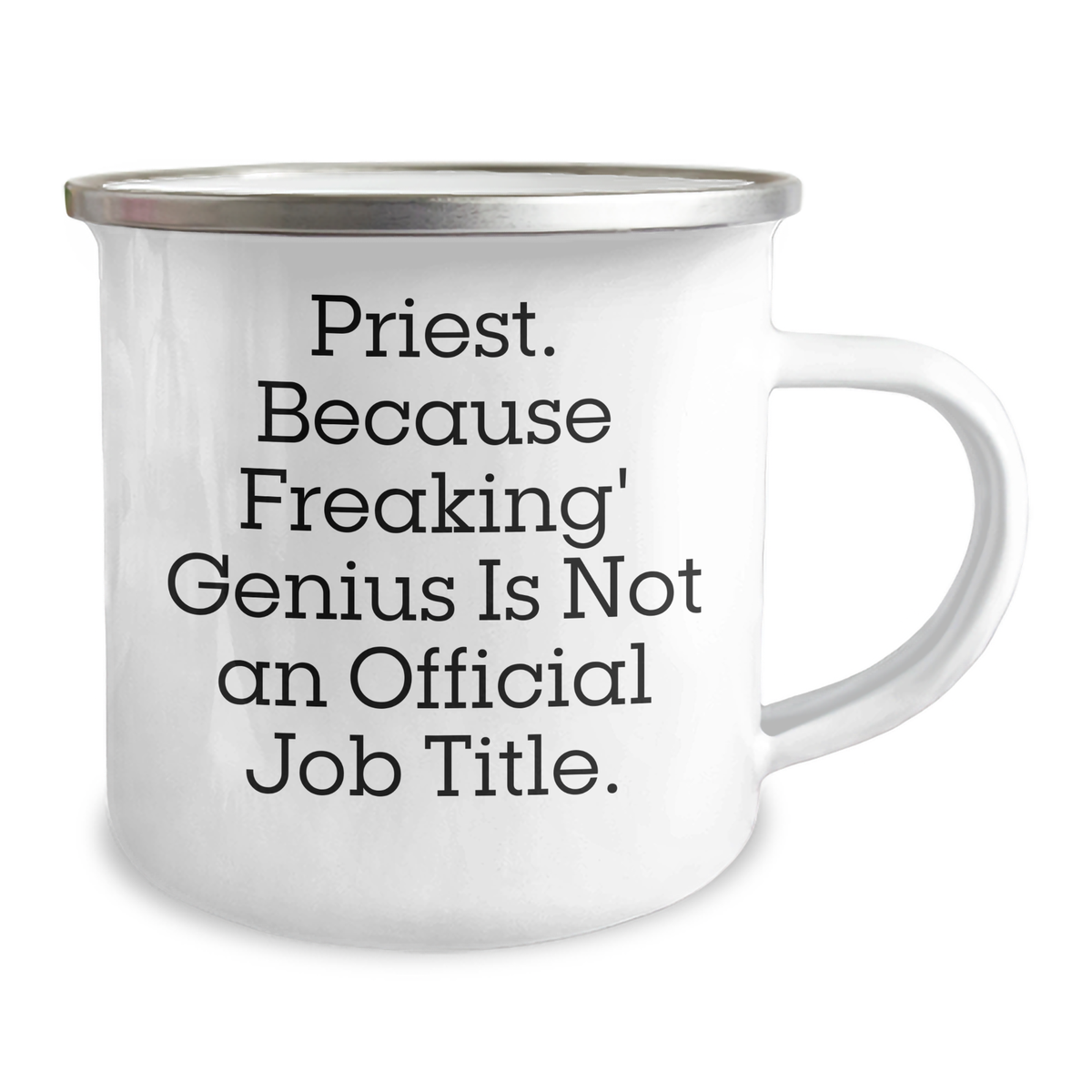 Priest Humor Gifts, Funny Camping Mug for Men from Friends, 'Priest. Because Freaking' genius Is Not An Official Job Title.' - Image 2