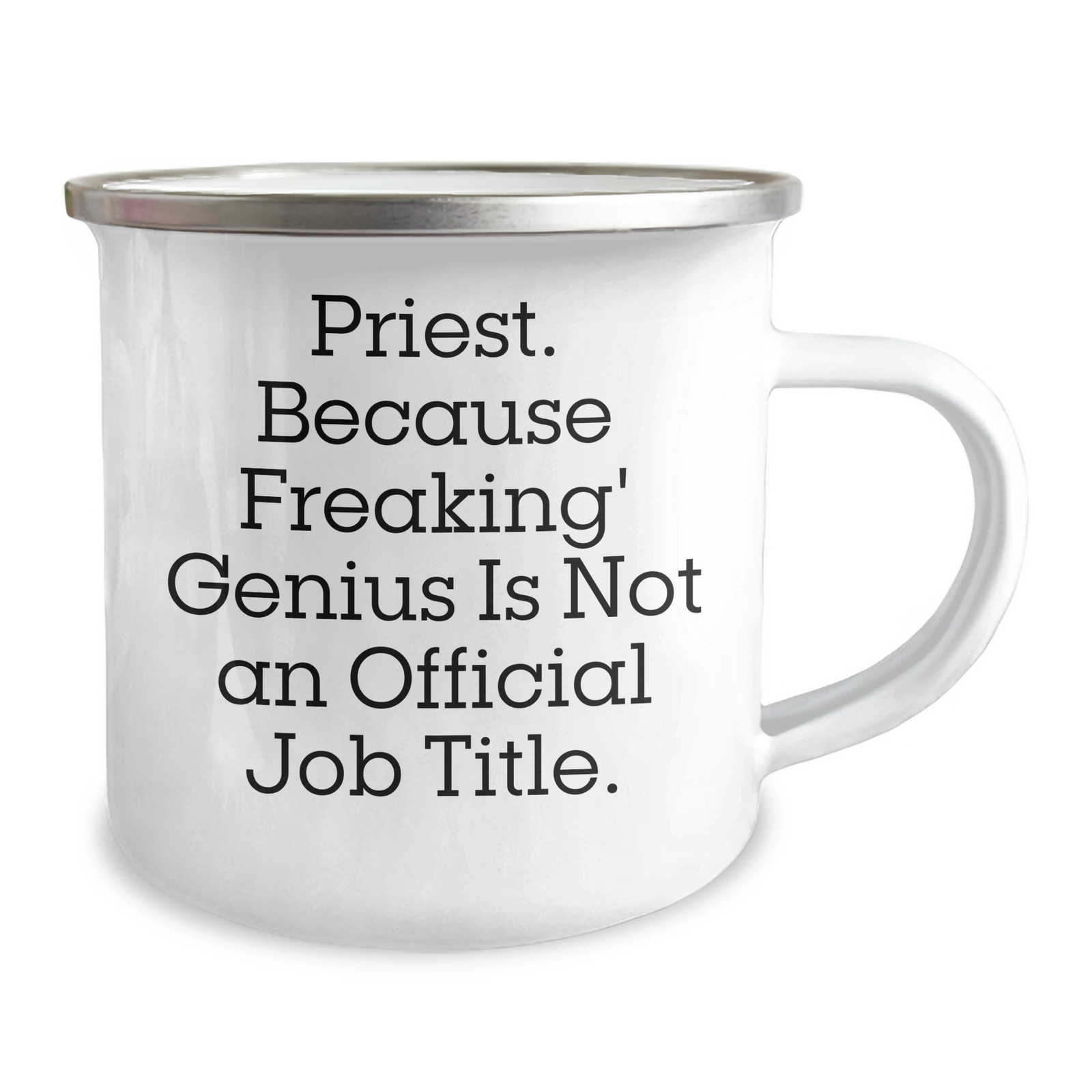 Priest Humor Gifts, Funny Camping Mug for Men from Friends, 'Priest. Because Freaking' genius Is Not An Official Job Title.' - Image 2