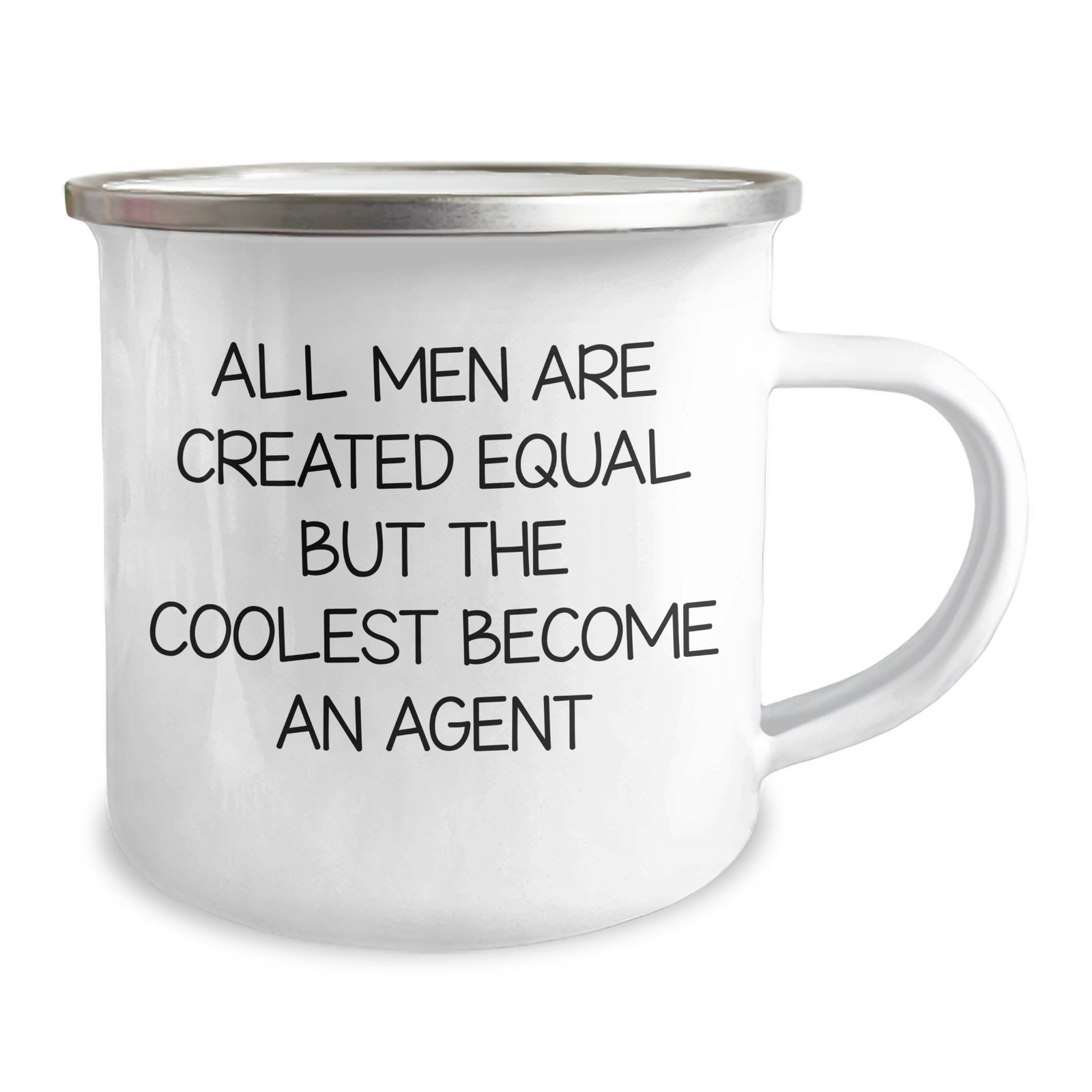 Funny Agent Gifts for Mother's Day - 'All Men Are Created Equal But The Coolest Become An Agent' Quote on Camping Mug - Image 2
