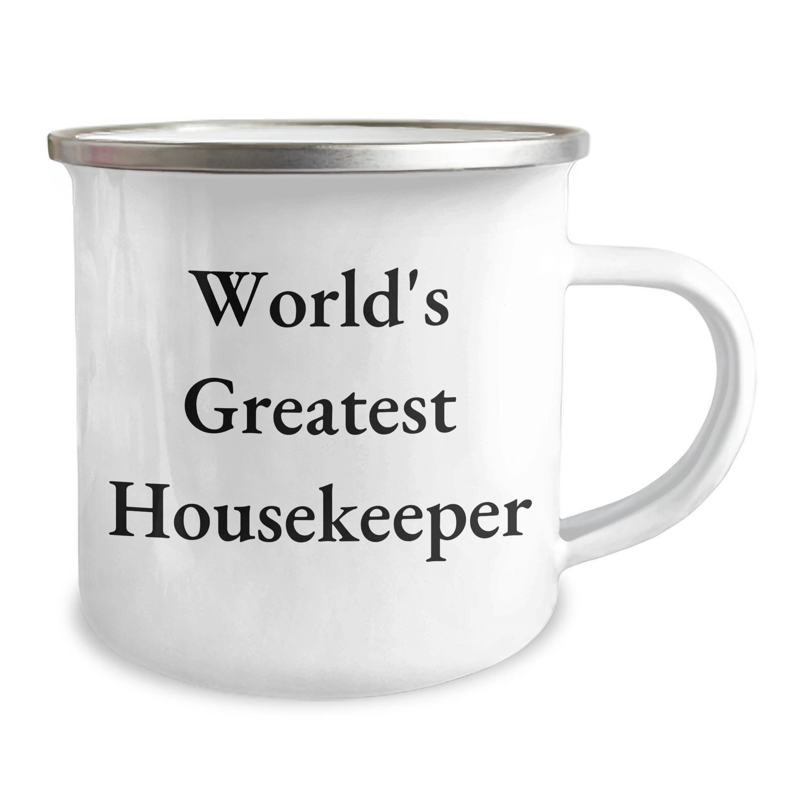 Funny World's Greatest Housekeeper Gifts for Her, Camping Mug for Mother's Day, Unique Housekeeper Housewarming Gift, 12 oz Stainless Steel with Enamel Finish, Gifts from Friends, Family, Coworkers - Image 2