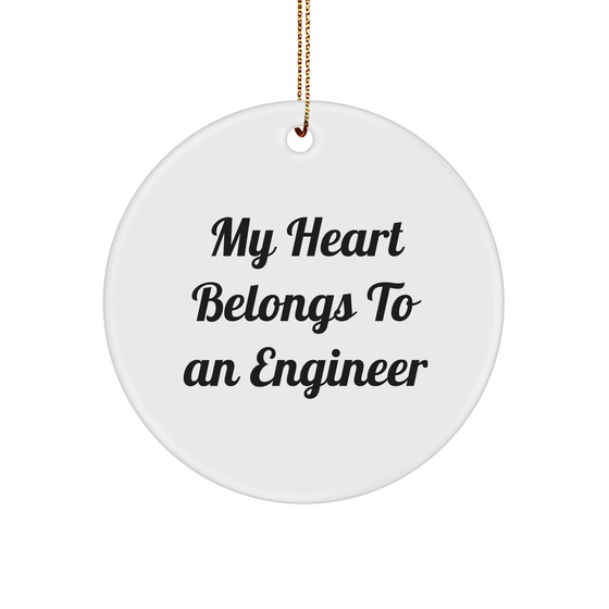 Funny Engineer Gifts from My Heart Belongs To An Engineer Circle Ornament for Christmas - Image 1