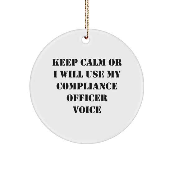 Funny Compliance Officer Gifts for Men from Friends - Keep Calm Circle Ornament, Christmas Unique Presents for Colleagues - Image 1