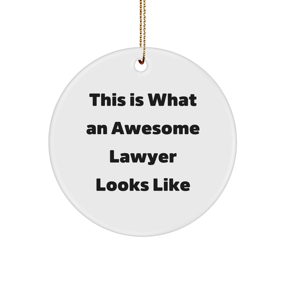 Lawyer Gifts for Men Christmas Unique Circle Ornament 'This Is What An Awesome Lawyer Looks Like' from Friends - Image 1
