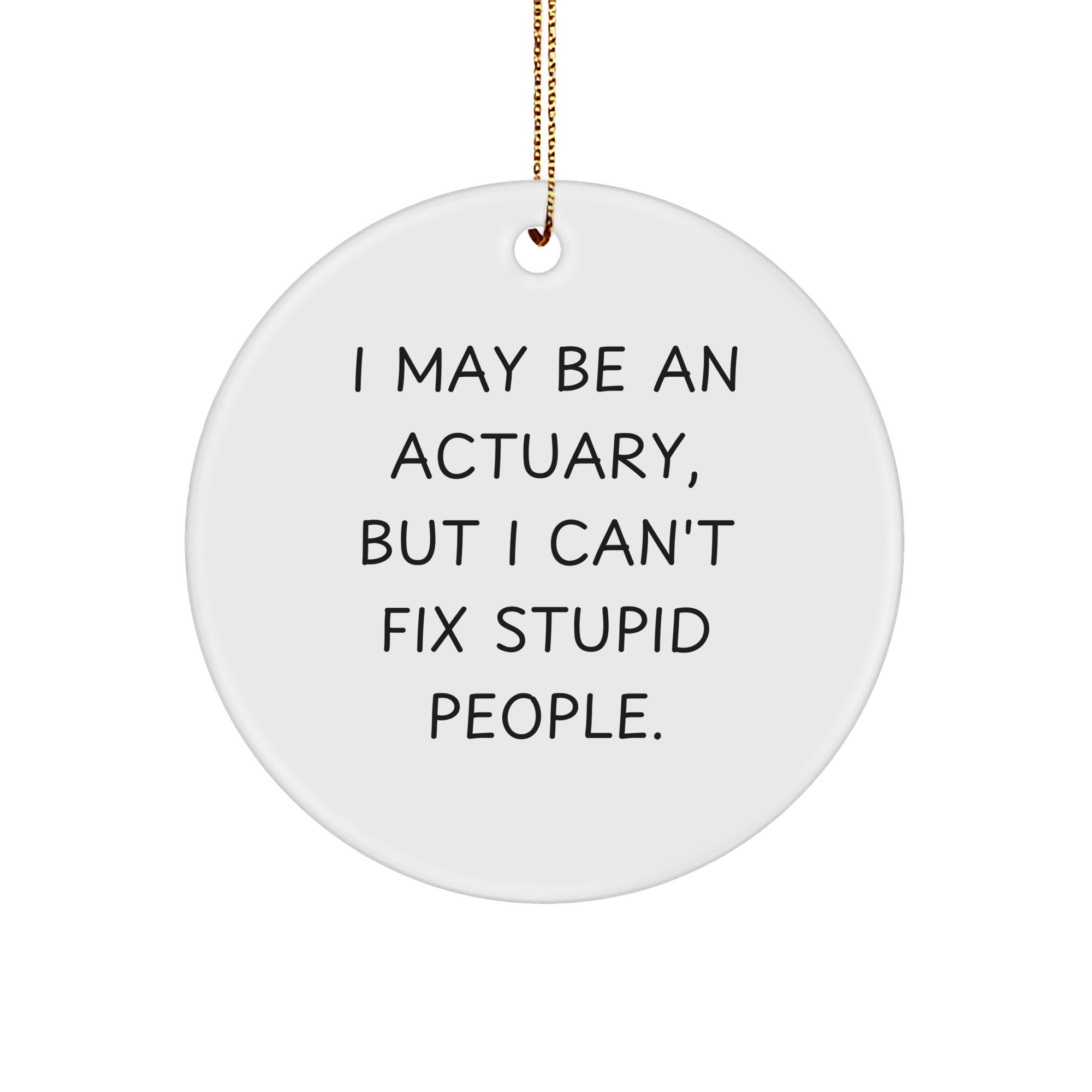 Actuary Gifts from Friends - I May Be An Actuary, But I Can't Fix Stupid People. Circle Ornament, Christmas Unique Gifts for Actuary - Image 1