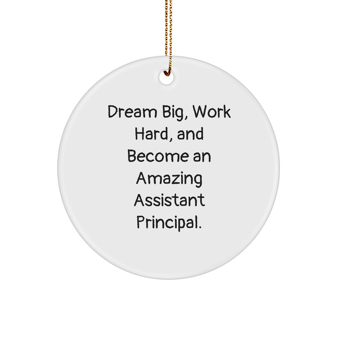 Gifts from Men for Assistant Principal, Dream Big Work Hard Become Amazing Assistant Principal Christmas Circle Ornament, Inspirational Assistant Principal Quote - Image 1