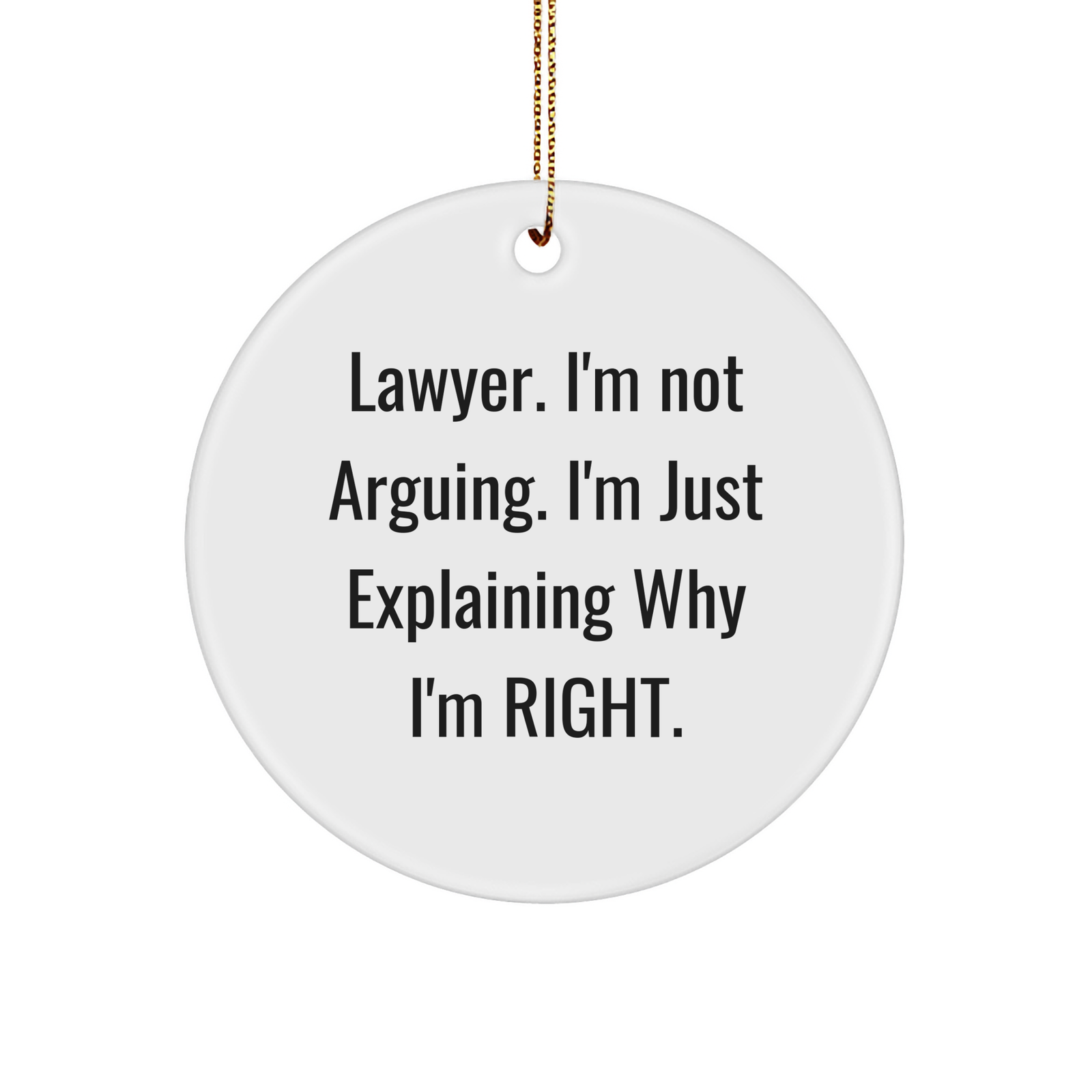 Lawyer. I'm Not Arguing. I'm Just Explaining Why I'm Right. - Funny Gifts for Lawyers - Circle Ornament Christmas Unique Gifts - Image 1