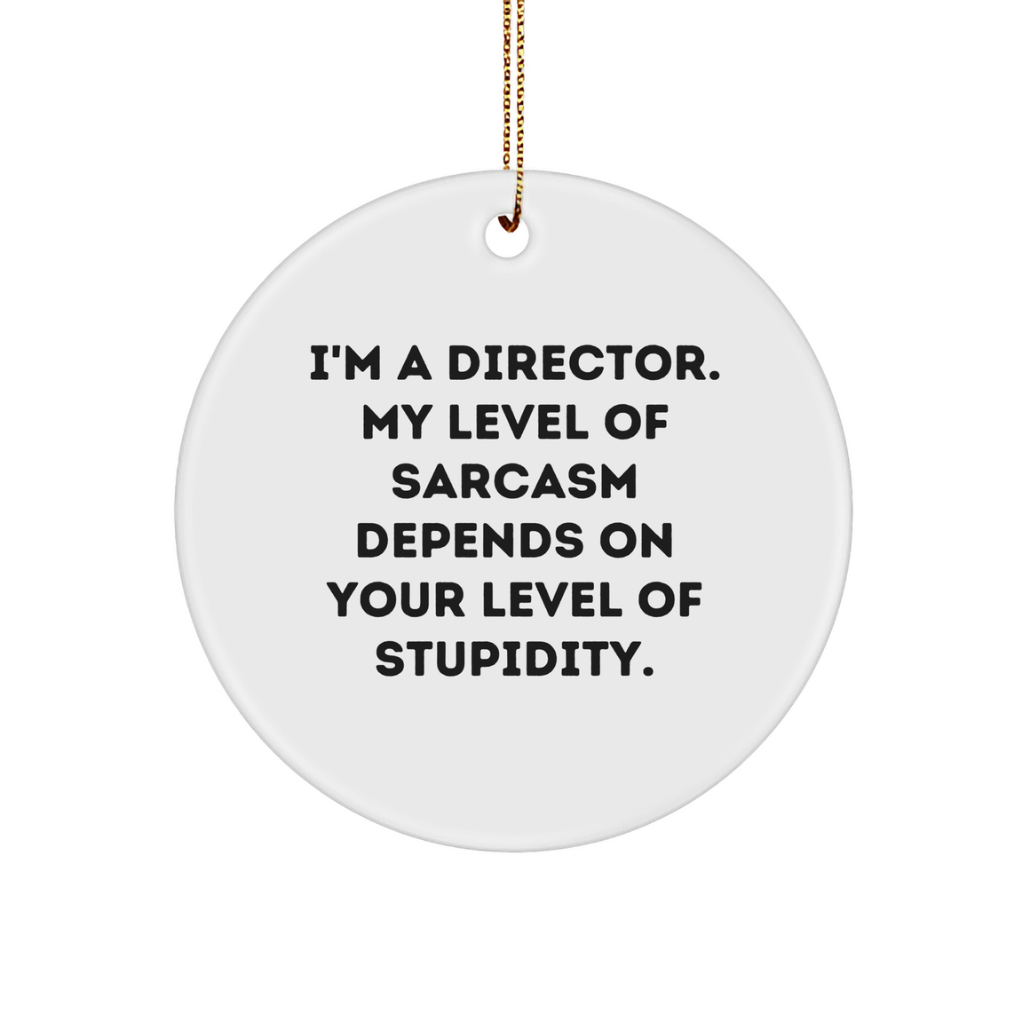 Funny Director Gifts for Him Her: 'I'm A Director. My Level Of Sarcasm Depends On Your Level Of Stupidity.' MDF Circle Ornament for Christmas Decorations from Santa to You - Image 1