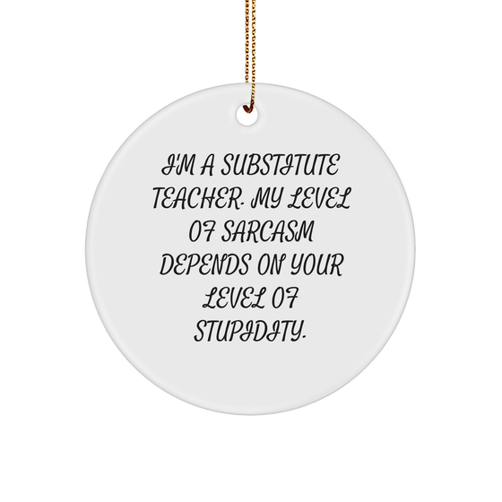 Funny Substitute Teacher Circle Ornament - Gifts from Colleagues - Christmas Unique Gifts - Image 1