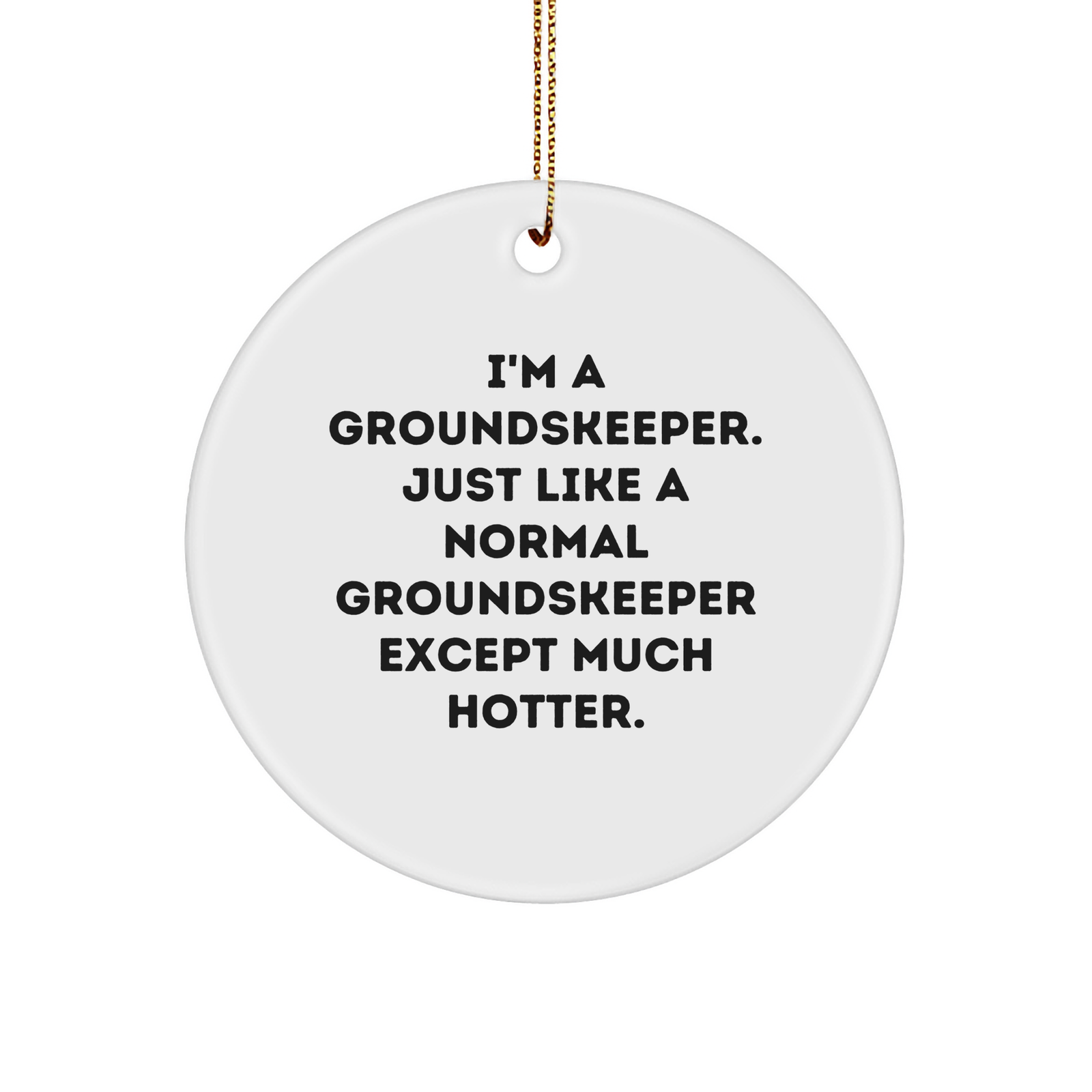 Funny groundskeeper Gifts from Friends, Family, or Coworkers - I'm A groundskeeper. Just Like A Normal groundskeeper Except Much Hotter. Circle Ornament for groundskeeper Men or Women - Image 1