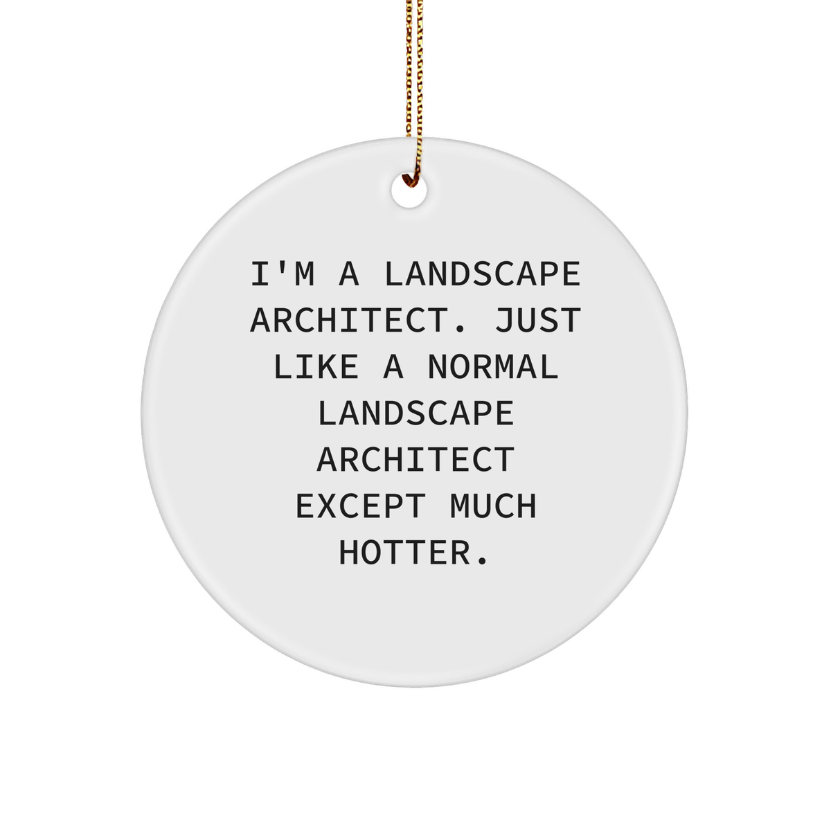 Landscape Architect Gifts from Friends - Funny Circle Ornament for Christmas - &#39;I&#39;m A Landscape Architect. Just Like A Normal Landscape Architect Except Much Hotter.&#39; - Image 1