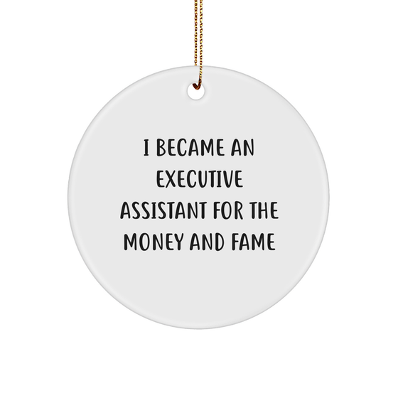 Inspirational Executive Assistant Gifts for Christmas: Executive Assistant Jokes Quotes Circle Ornament White MDF Durable Decorations for Office Gifts from Santa Claus for Executive Assistants - Image 1