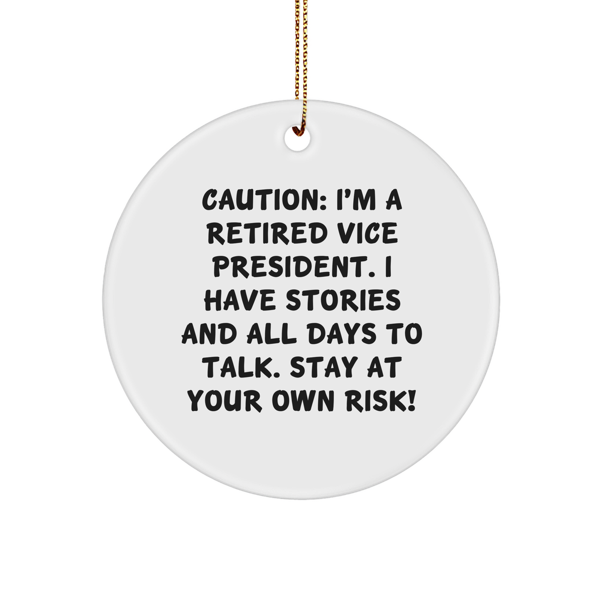 Vice President's Cautionary Tale Circle Ornament - Funny Gifts for Retirees - Inspirational Vice President Retirement Gifts - Christmas Decorations for Home Office - Unique Gifts from Friends - Image 1