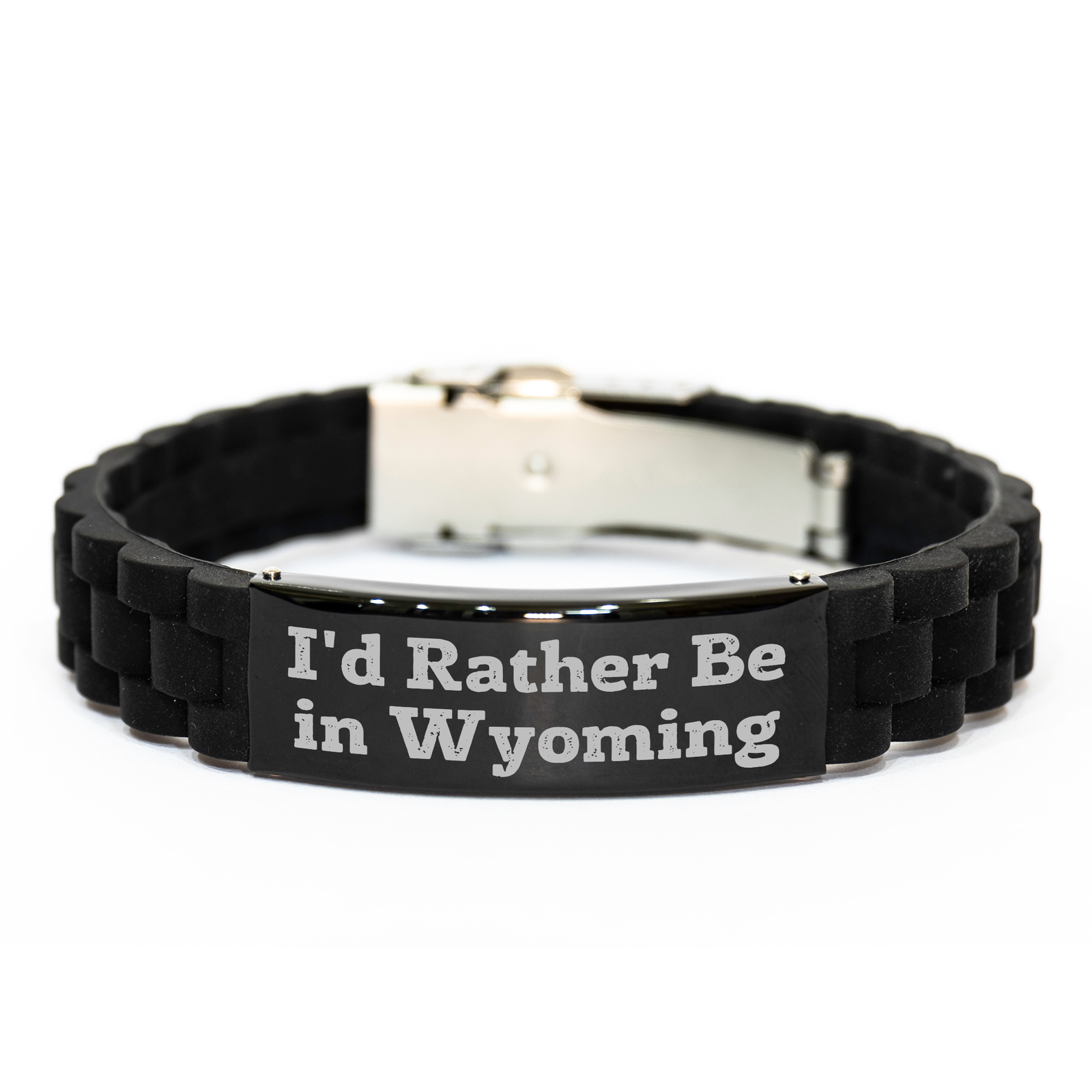 Wyoming Men's Funny Glide lock Clasp Bracelet Gifts from - 'I'd Rather Be In Wyoming' Quote for Dad's Special Day - Image 1