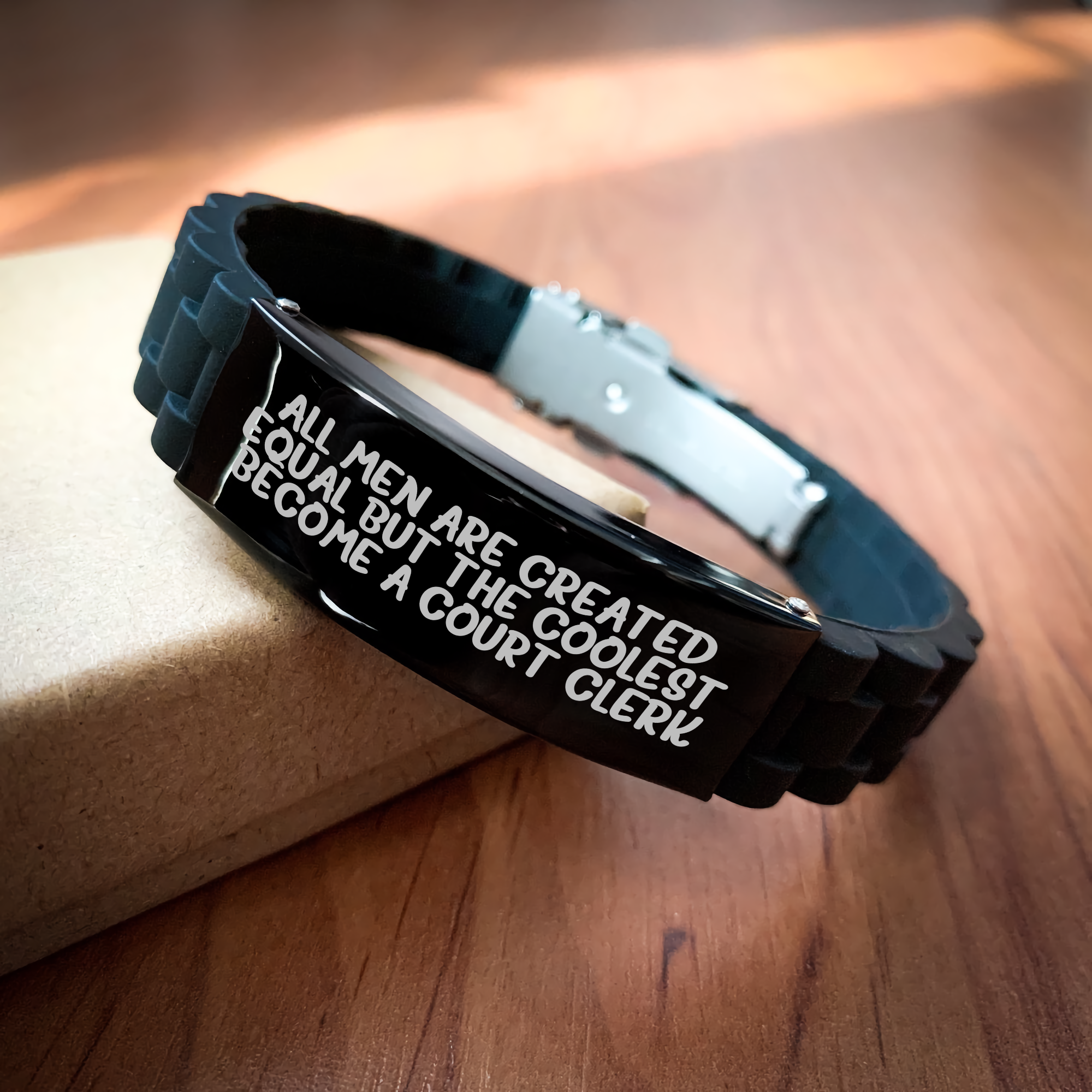 Funny Court Clerk Gifts from Men - All Men Are Created Equal But The Coolest Become A Court Clerk, Glide lock Clasp Mother's Day Unique Gifts for Court Clerks - Image 2