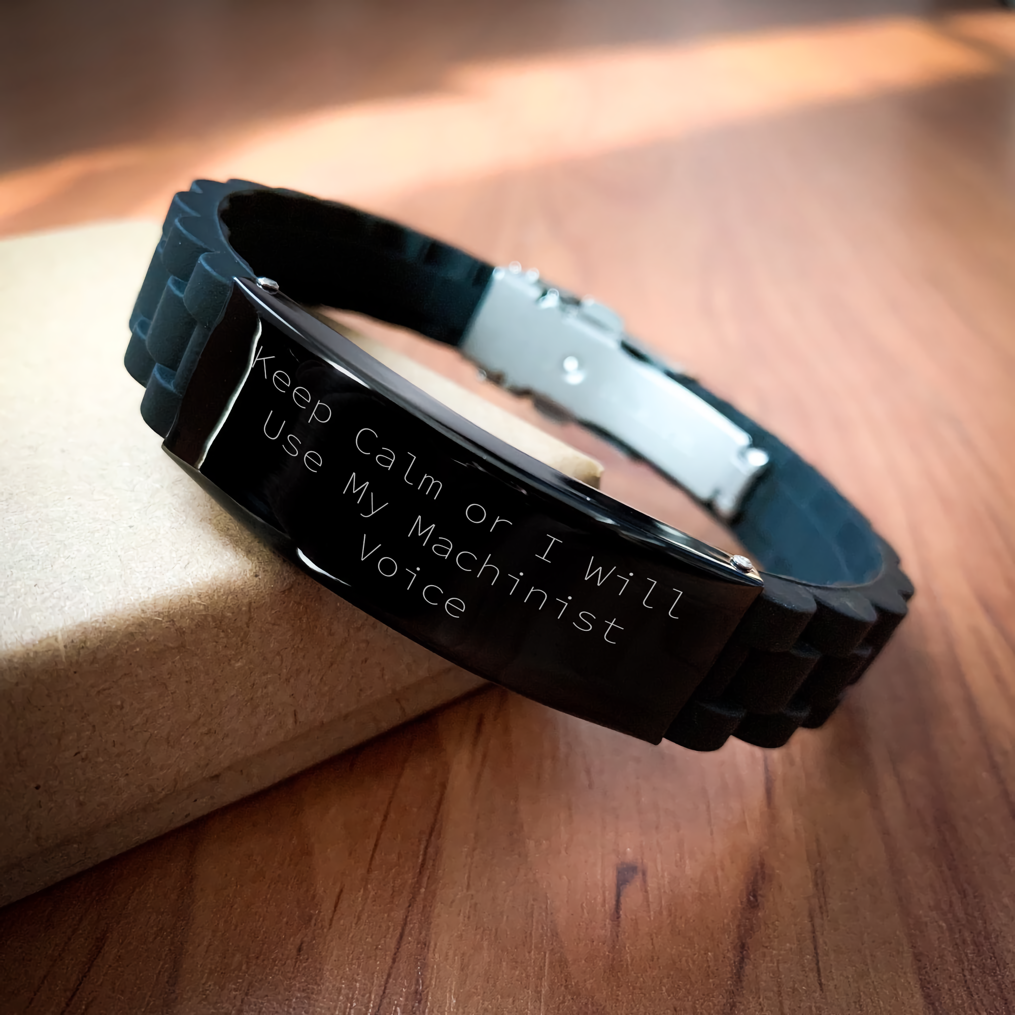 Machinist Humor Gifts from Friends, Funny Glide lock Clasp Bracelet for Mom on Mother's Day, Keep Calm Or I Will Use My Machinist Voice - Image 2