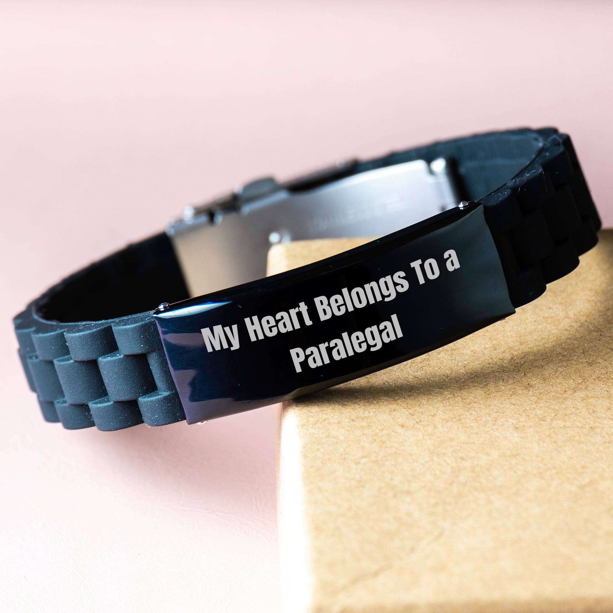 Funny Paralegal Gifts from Men - 'My Heart Belongs To A Paralegal' Glide lock Clasp Bracelet for Father's Day - Image 3
