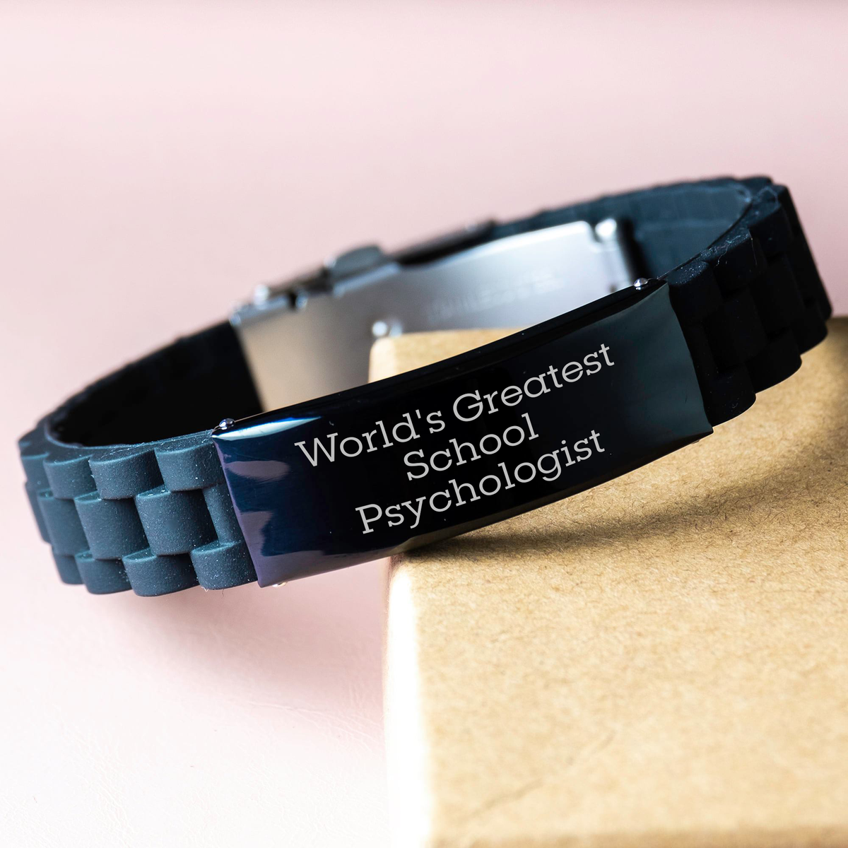Funny School Psychologist Gifts from Dad - 'World's Greatest' Glide lock Clasp Bracelet for Men, School Psychologist, Friends, or Family on Father's Day - Image 3