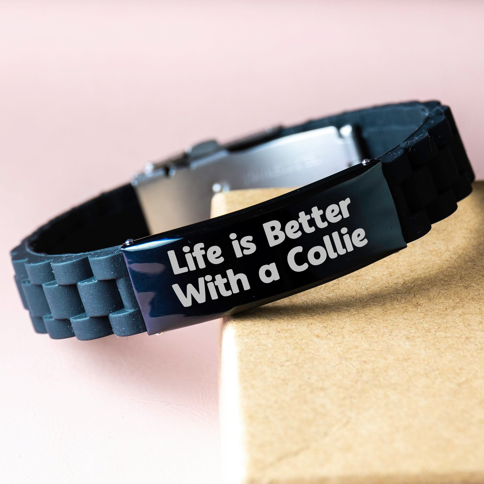 Life Is Better With A Collie - Collie Dog Gifts - Glide lock Clasp Bracelet - Inspirational Collie Dog Gifts for Father's Day Unique Gifts from Son to Dad - Image 3