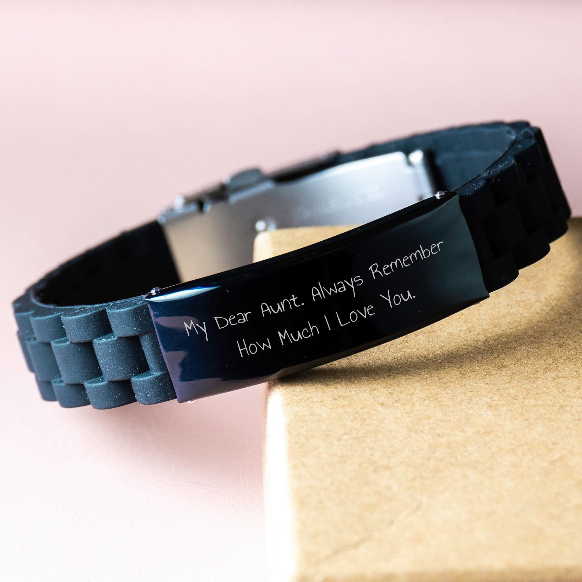 Inspirational Aunt Gifts, Glide lock Clasp Bracelet, 'My Dear Aunt. Always Remember How Much I Love You.', Perfect for Father's Day, Gifts from Family to Aunt - Image 3