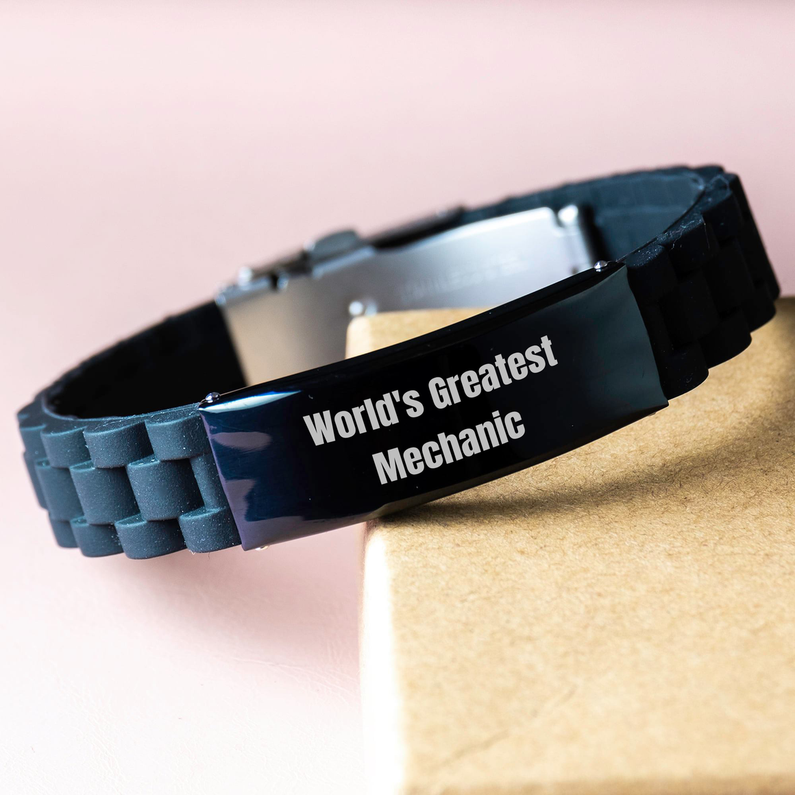 World's Greatest Mechanic Funny Gift Ideas for Men - 'Gifts from Friends' Mechanic Gifts for Mother's Day Unique Glide lock Clasp Bracelet - Image 3