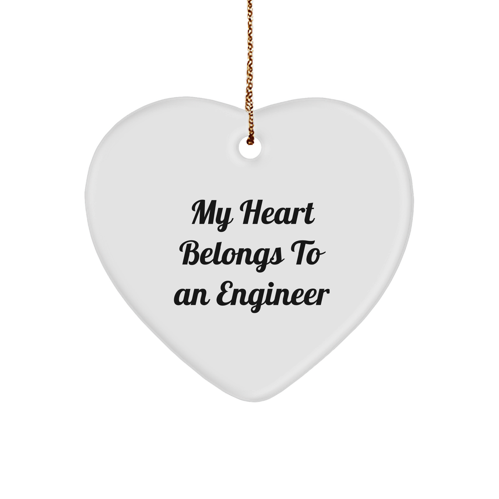 Funny Engineer Gifts from Friends for My Heart Belongs To An Engineer Heart Ornament, White, Christmas, Engineer's Heart - Image 1